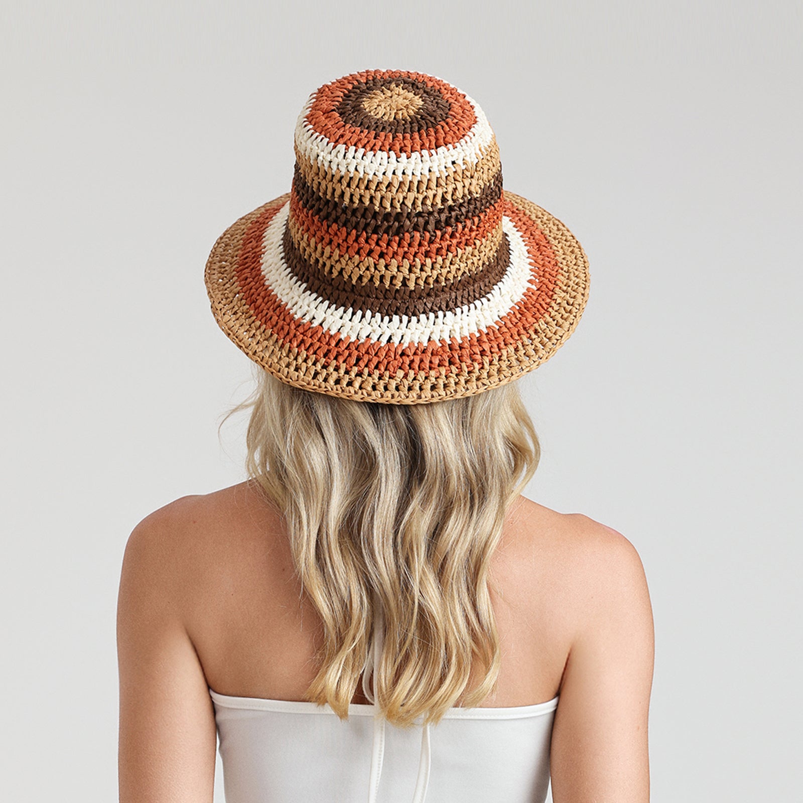 US Stock Wholesale Women's Paper Straw Bucket Hat with Wide Brim and UPF 50+ Sun Protection
