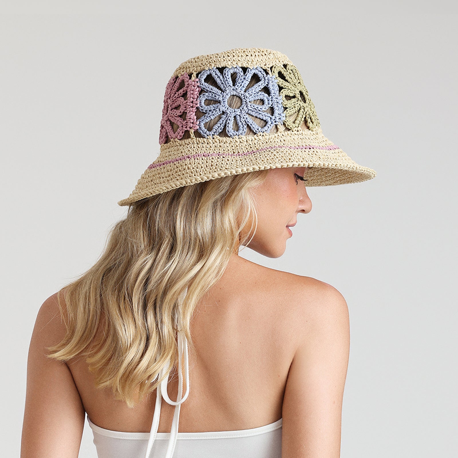 Wholesale Women's Paper Straw Bucket Hat with Wide Brim and UPF 50+ Sun Protection