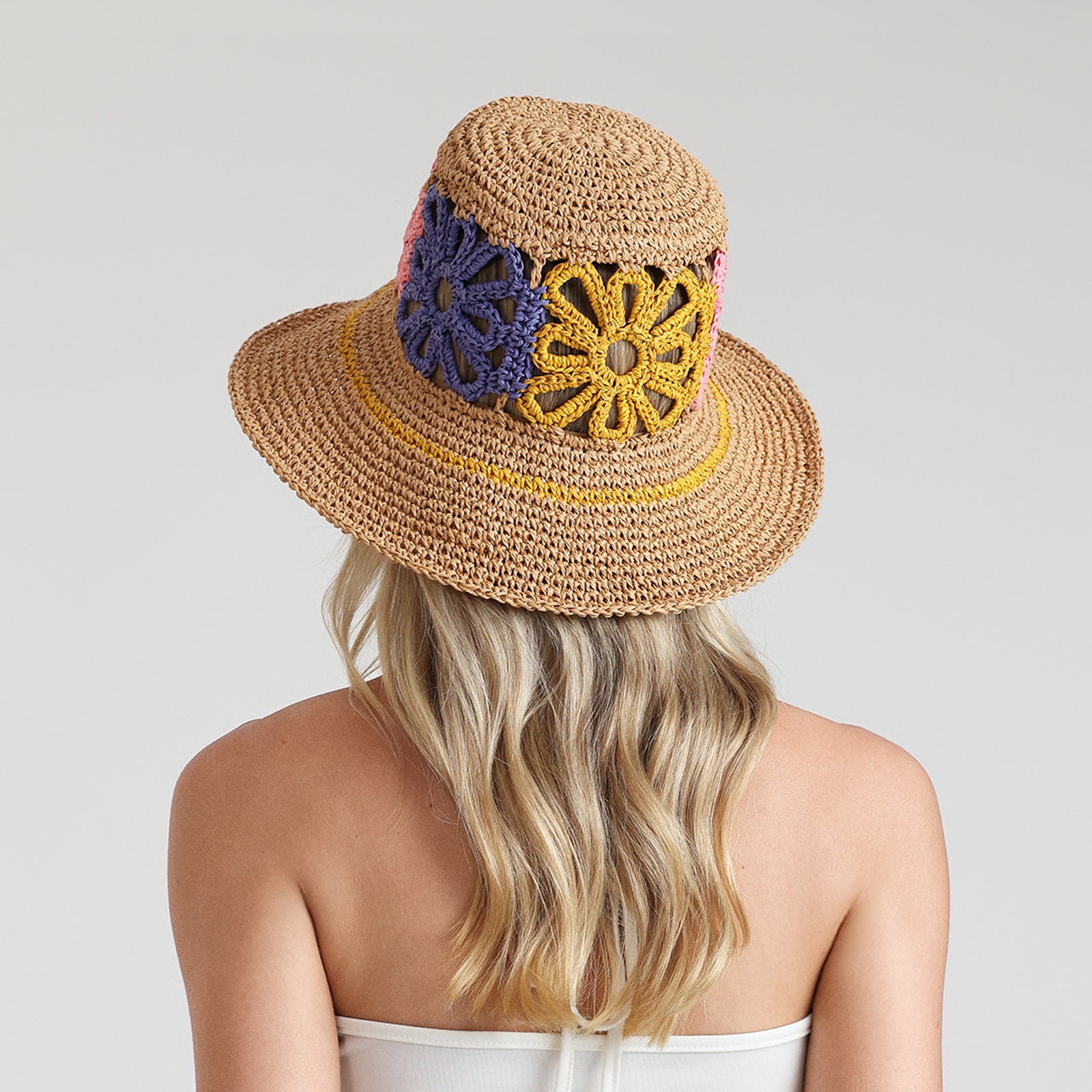 US Stock Wholesale Women’s Paper Straw Bucket Hat with Wide Brim and UPF 50+ Sun Protection
