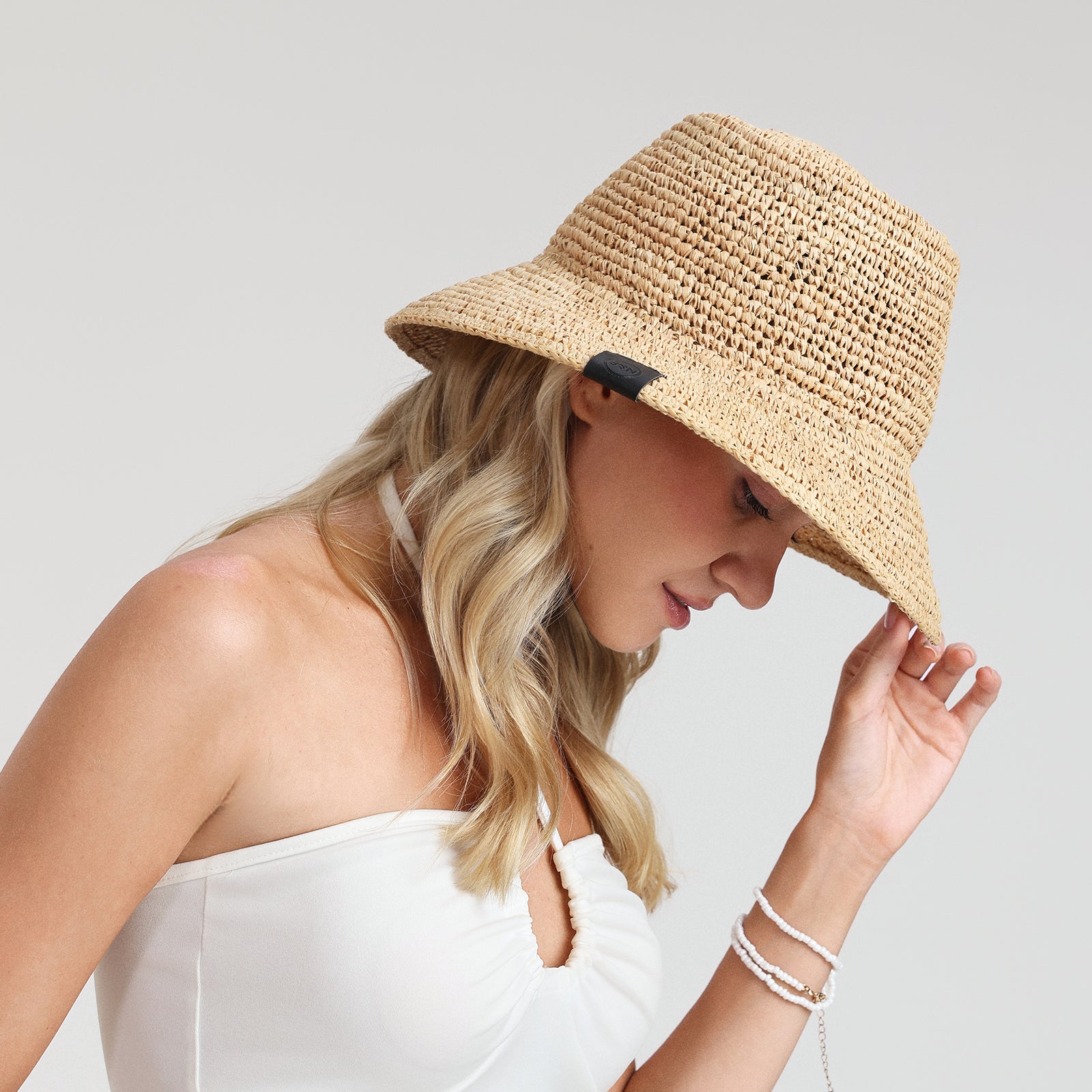 Wholesale Women's Raffia Sun Hat with Wide Brim and UPF 50+ Sun Protection