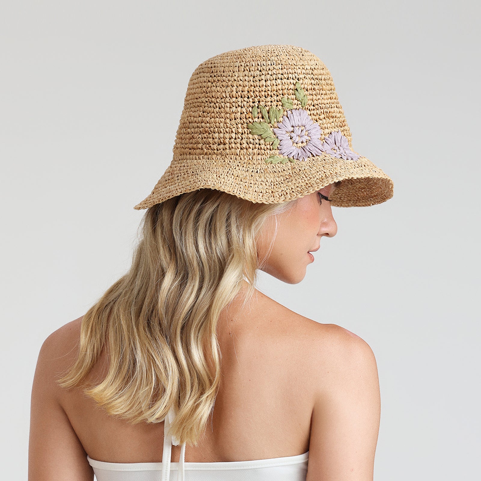 US Stock Wholesale Women‘s Raffia Bucket Hat with Wide Brim and UPF 50+ Sun Protection