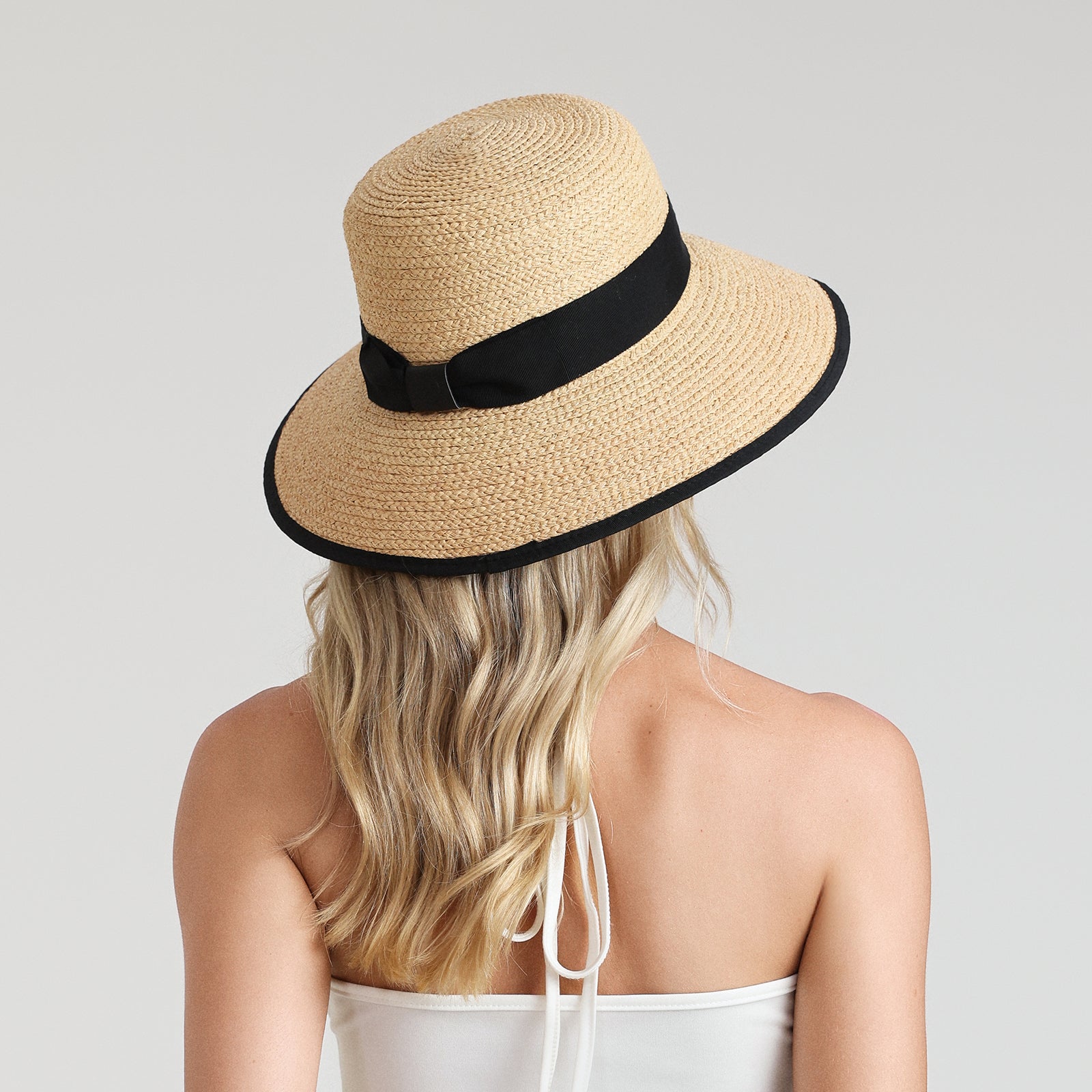 US Stock Wholesale Women's Raffia Bucket Hat with Wide Brim and UPF 50+ Sun Protection