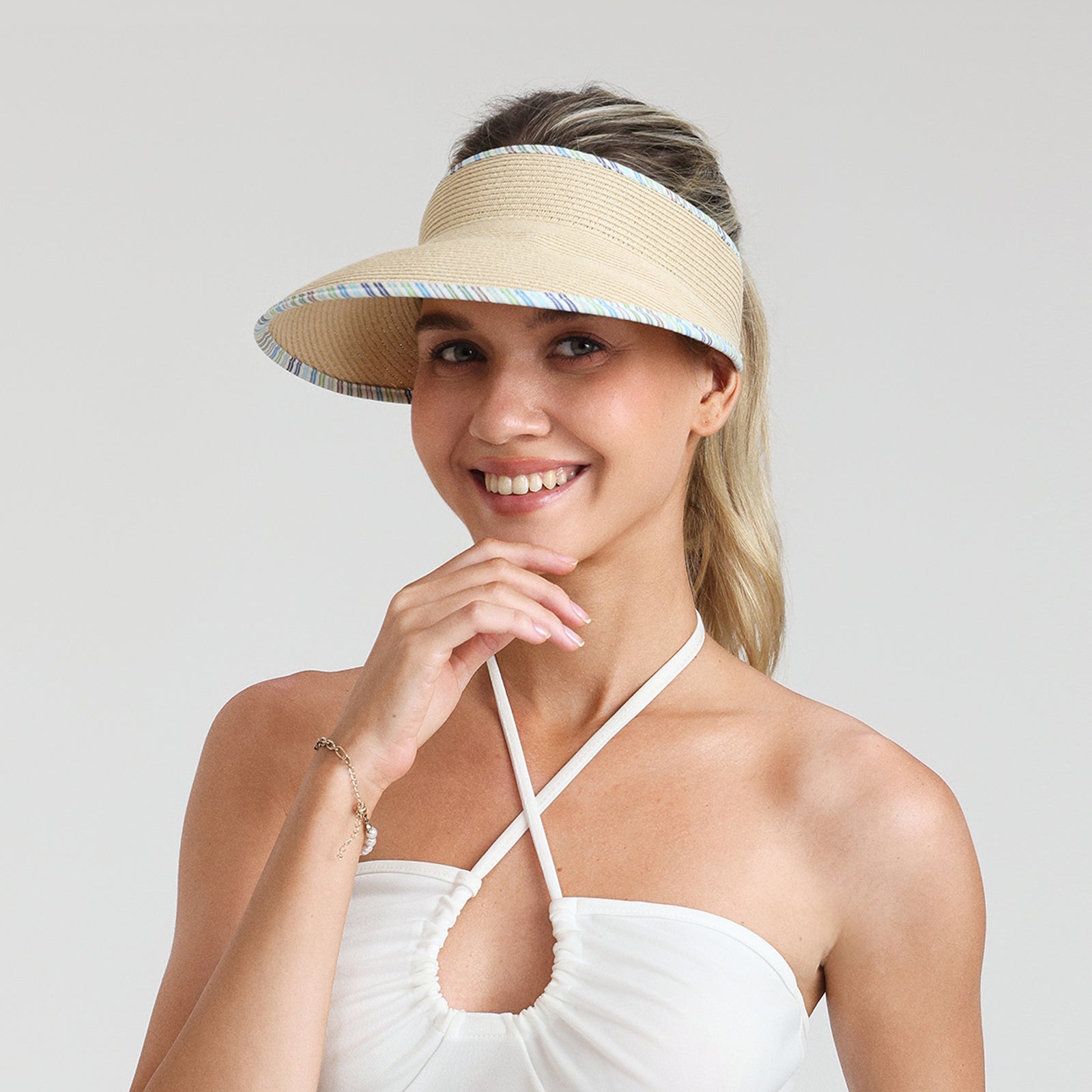 Wholesale Women's Paper Straw Sun Hat with Wide Brim and UPF 50+ Sun Protection