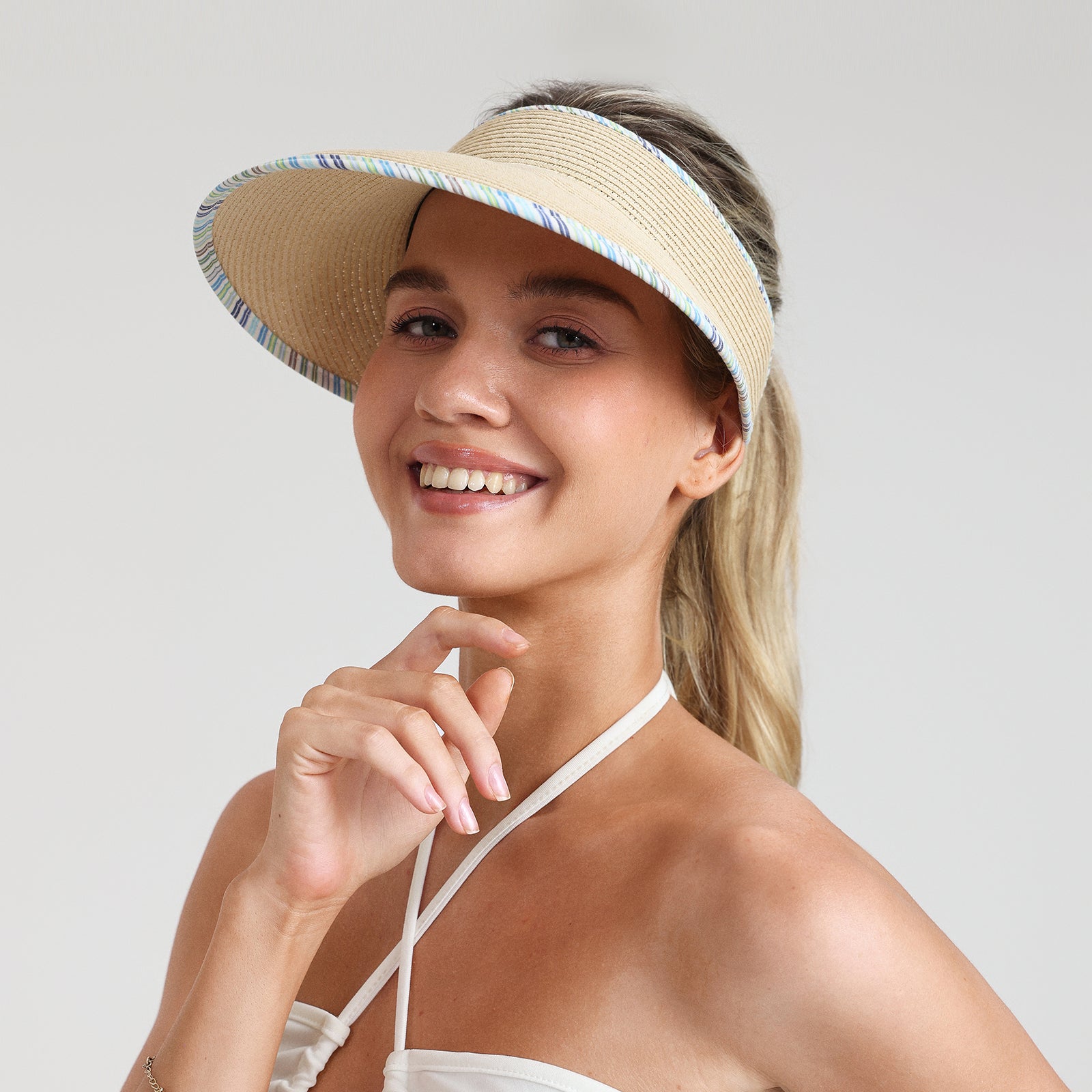 Wholesale Women's Paper Straw Sun Hat with Wide Brim and UPF 50+ Sun Protection