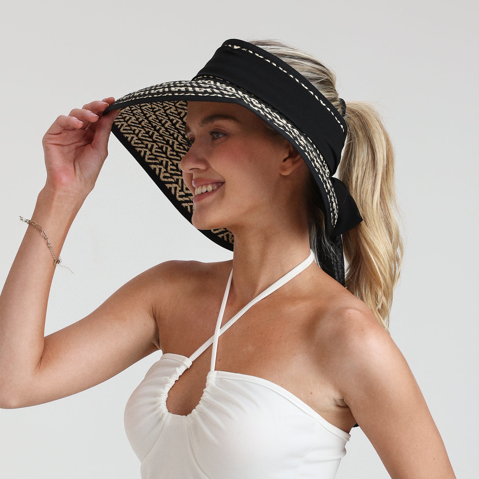 Wholesale Women's Paper Straw Sun Hat with Wide Brim and UPF 50+ Sun Protection