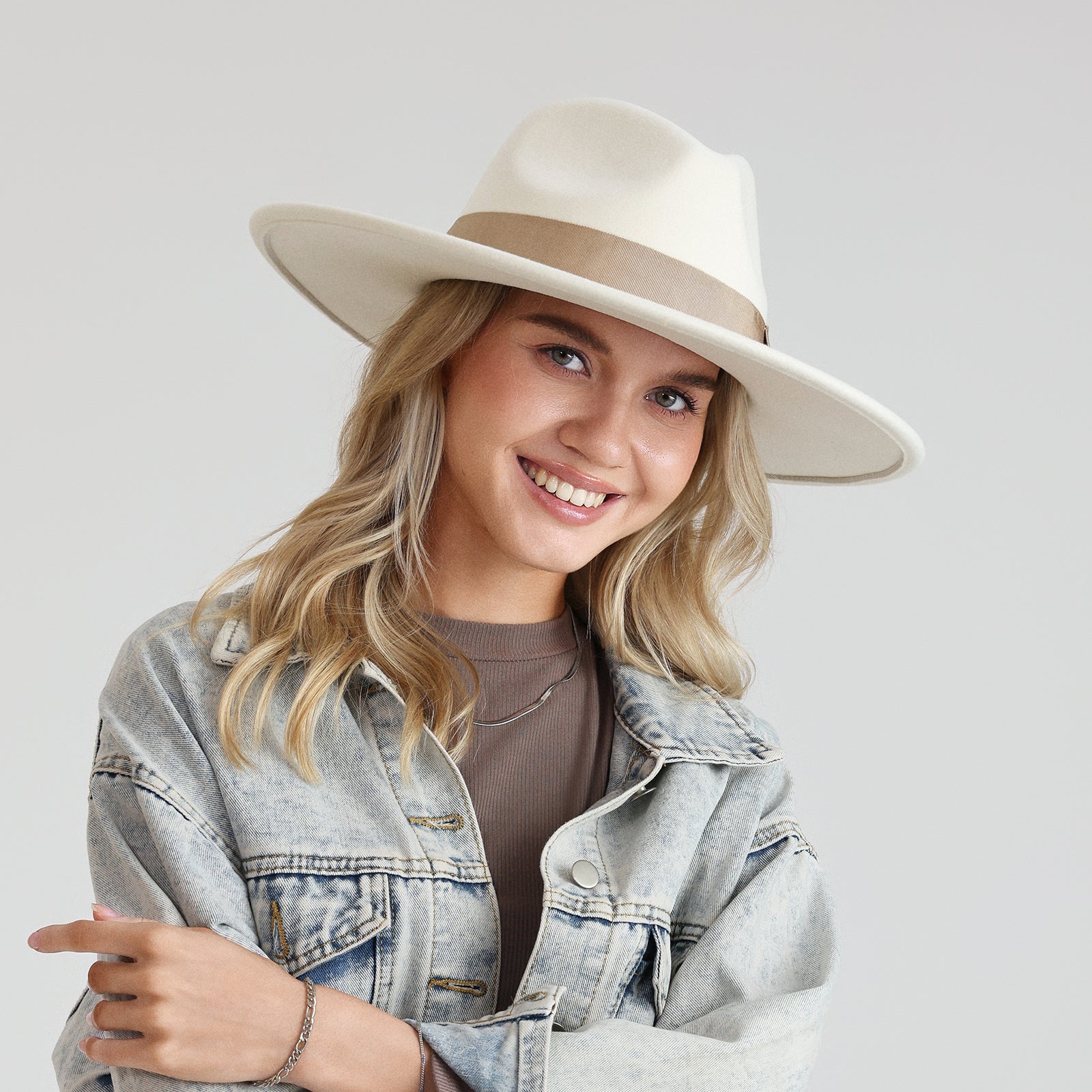 Wholesale Unisex Polyester Fedora Hat with  Flat Brim and UPF 50+ Sun Protection