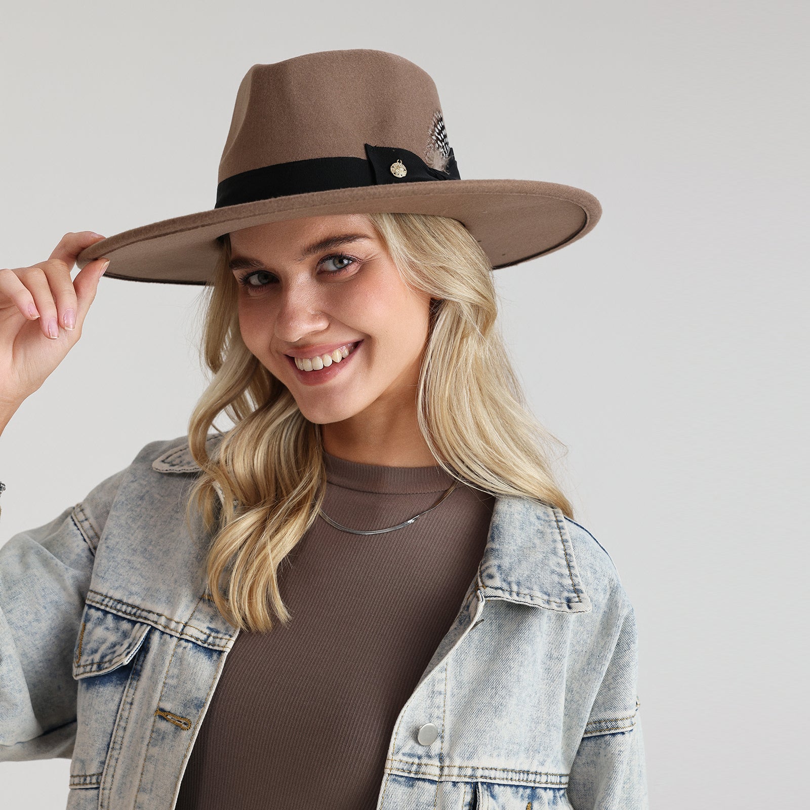 Wholesale Unisex Polyester Fedora Hat with  Flat Brim and UPF 50+ Sun Protection