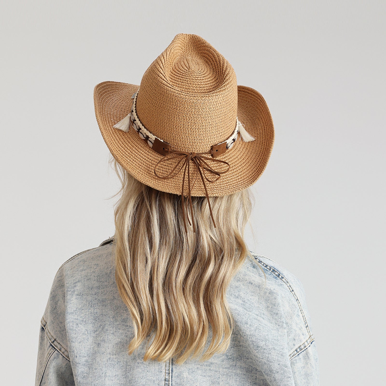 Wholesale Unisex Paper Straw Cowboy Hat with Upturned Brim and UPF 50+ Sun Protection