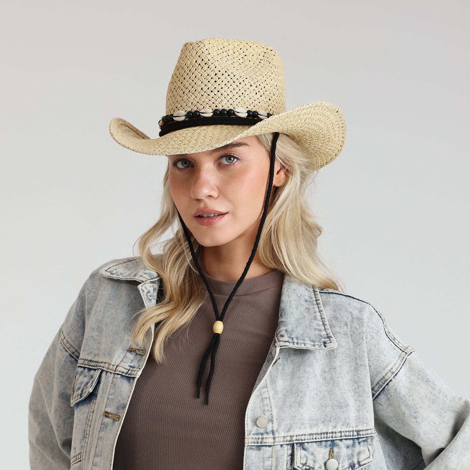 Wholesale Unisex Paper Straw Cowboy Hat with Upturned Brim and UPF 50+ Sun Protection