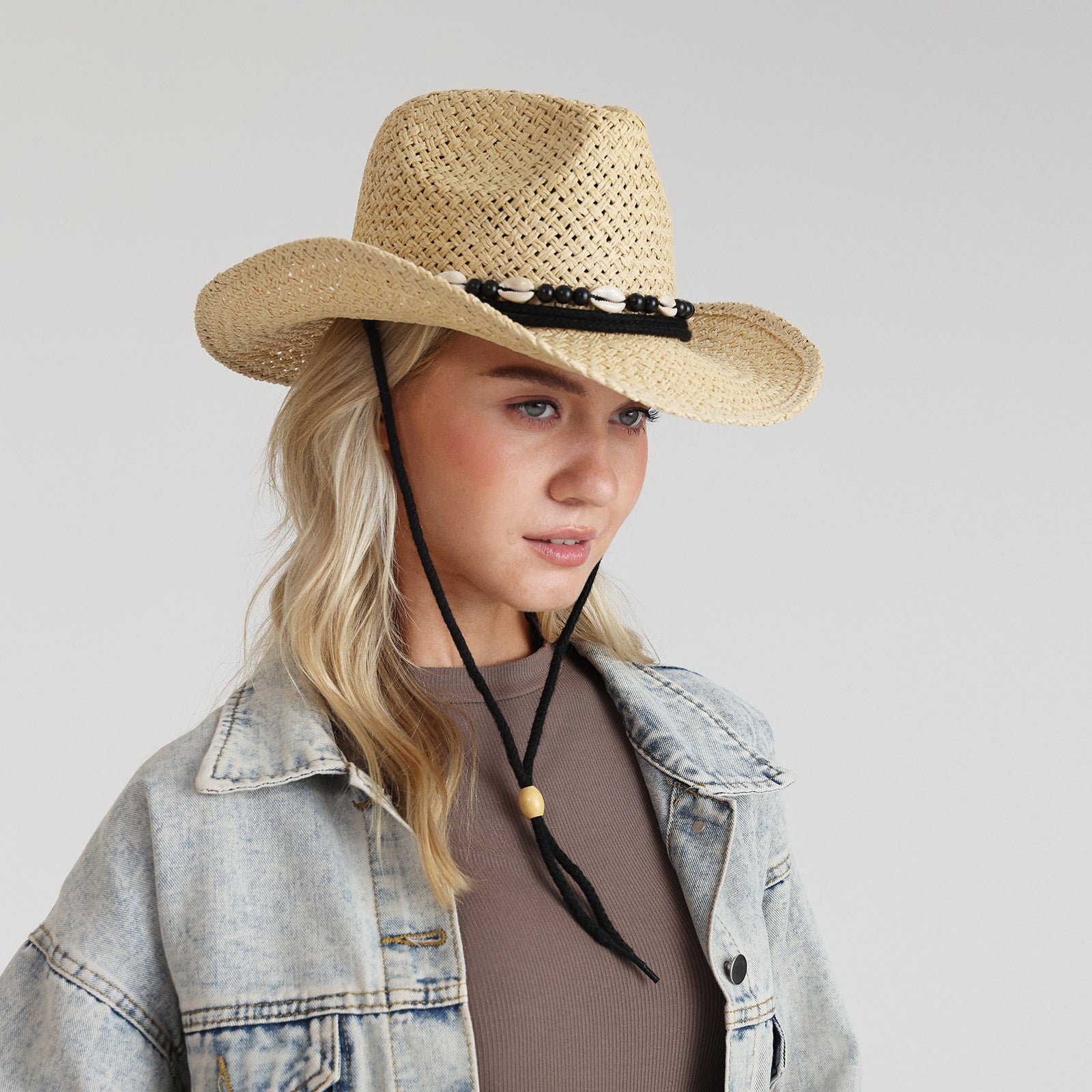 Wholesale Unisex Paper Straw Cowboy Hat with Upturned Brim and UPF 50+ Sun Protection