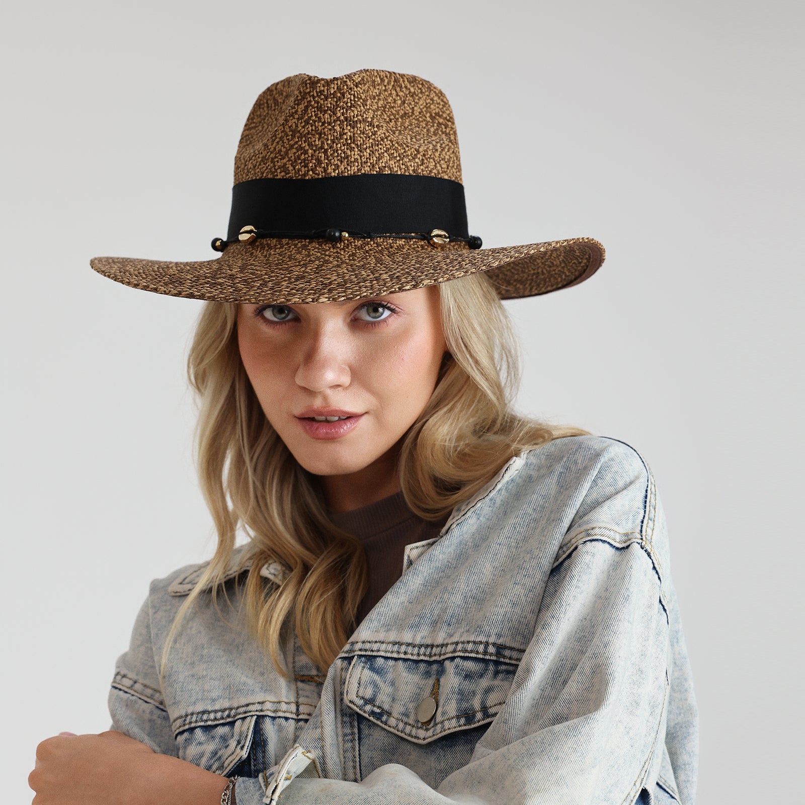 Wholesale Unisex Paper Straw Fedora Hat with Wide Brim and UPF 50+ Sun Protection