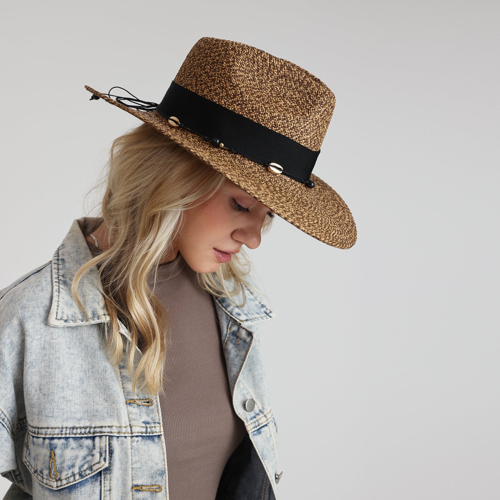 Wholesale Unisex Paper Straw Fedora Hat with Wide Brim and UPF 50+ Sun Protection