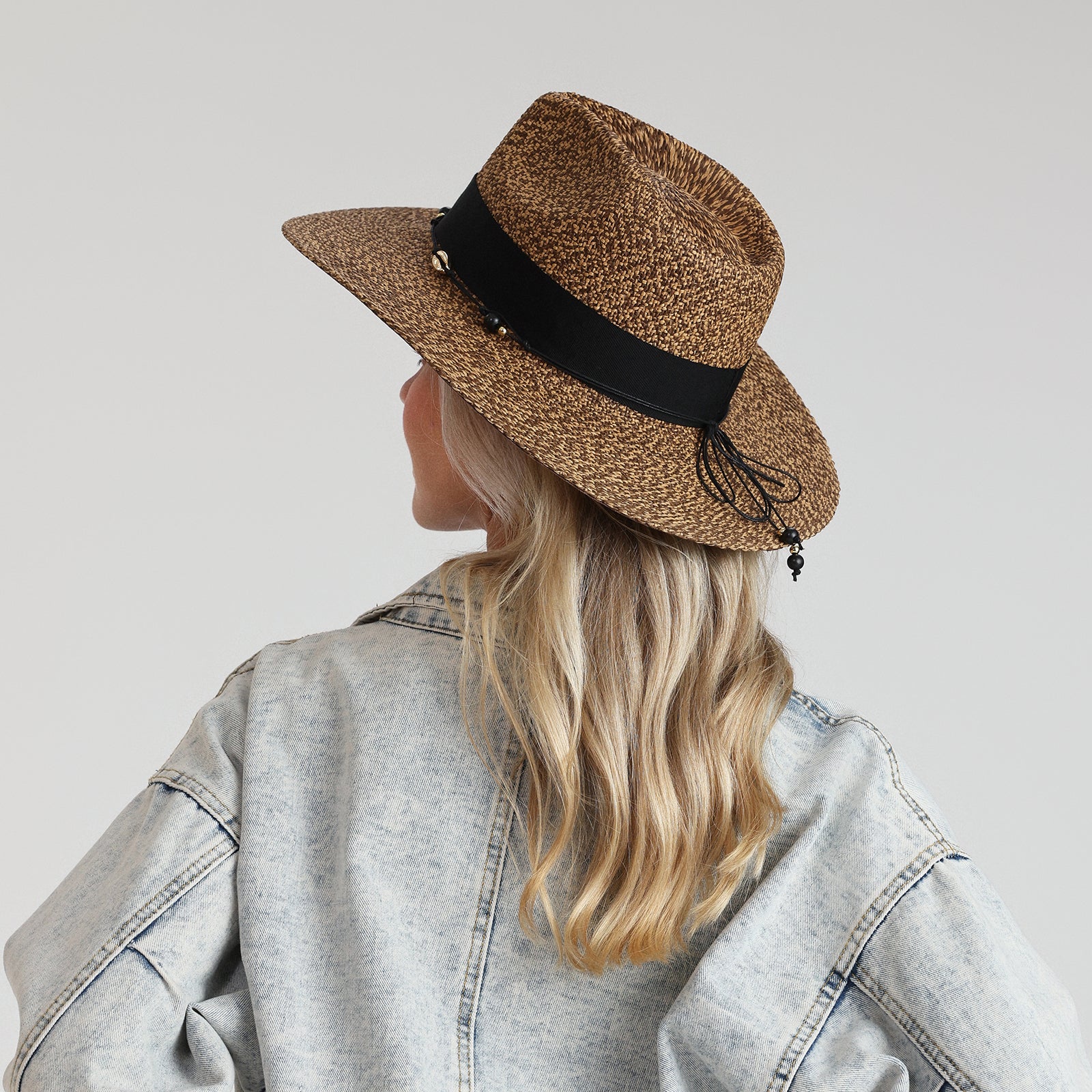Wholesale Unisex Paper Straw Fedora Hat with Wide Brim and UPF 50+ Sun Protection