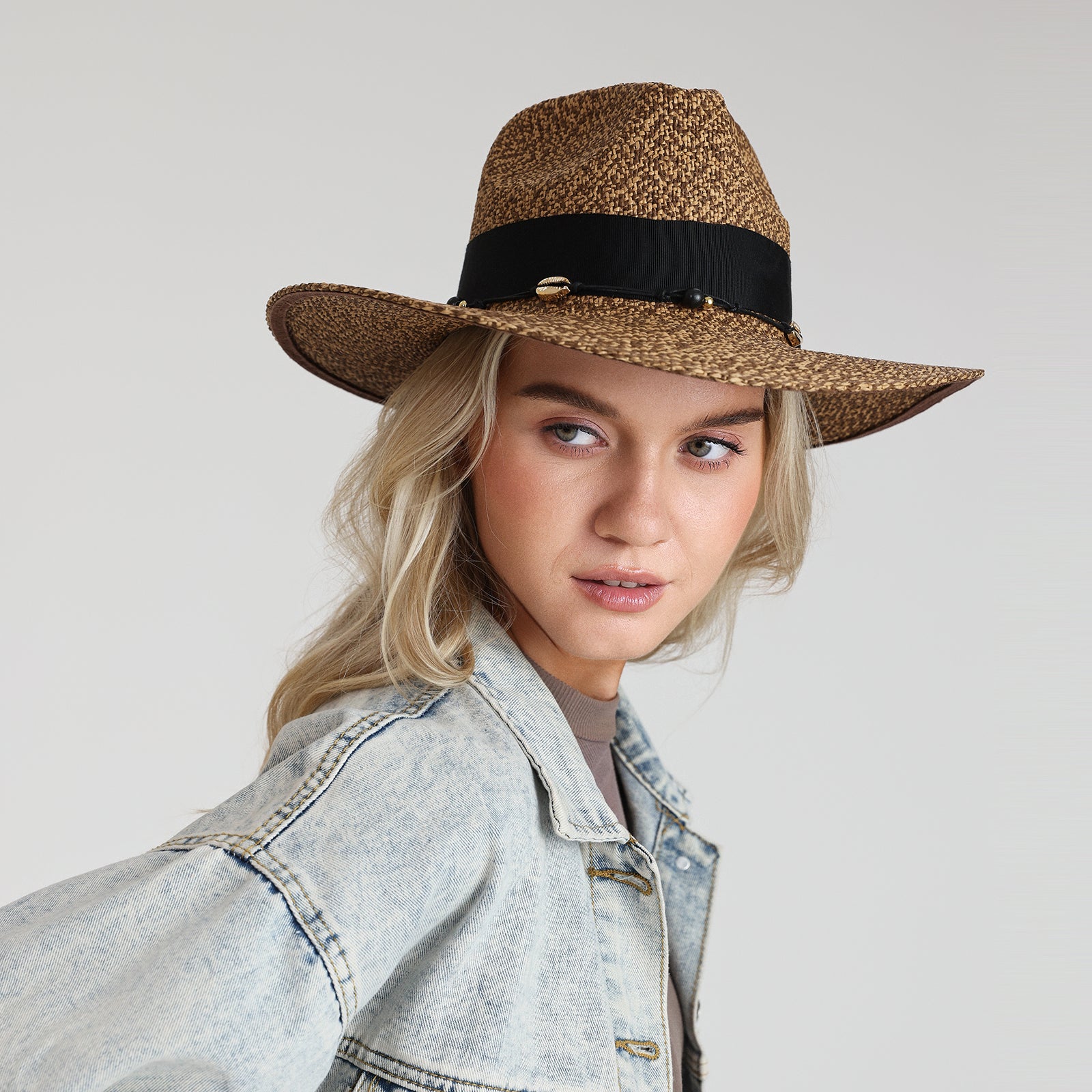 Wholesale Unisex Paper Straw Fedora Hat with Wide Brim and UPF 50+ Sun Protection