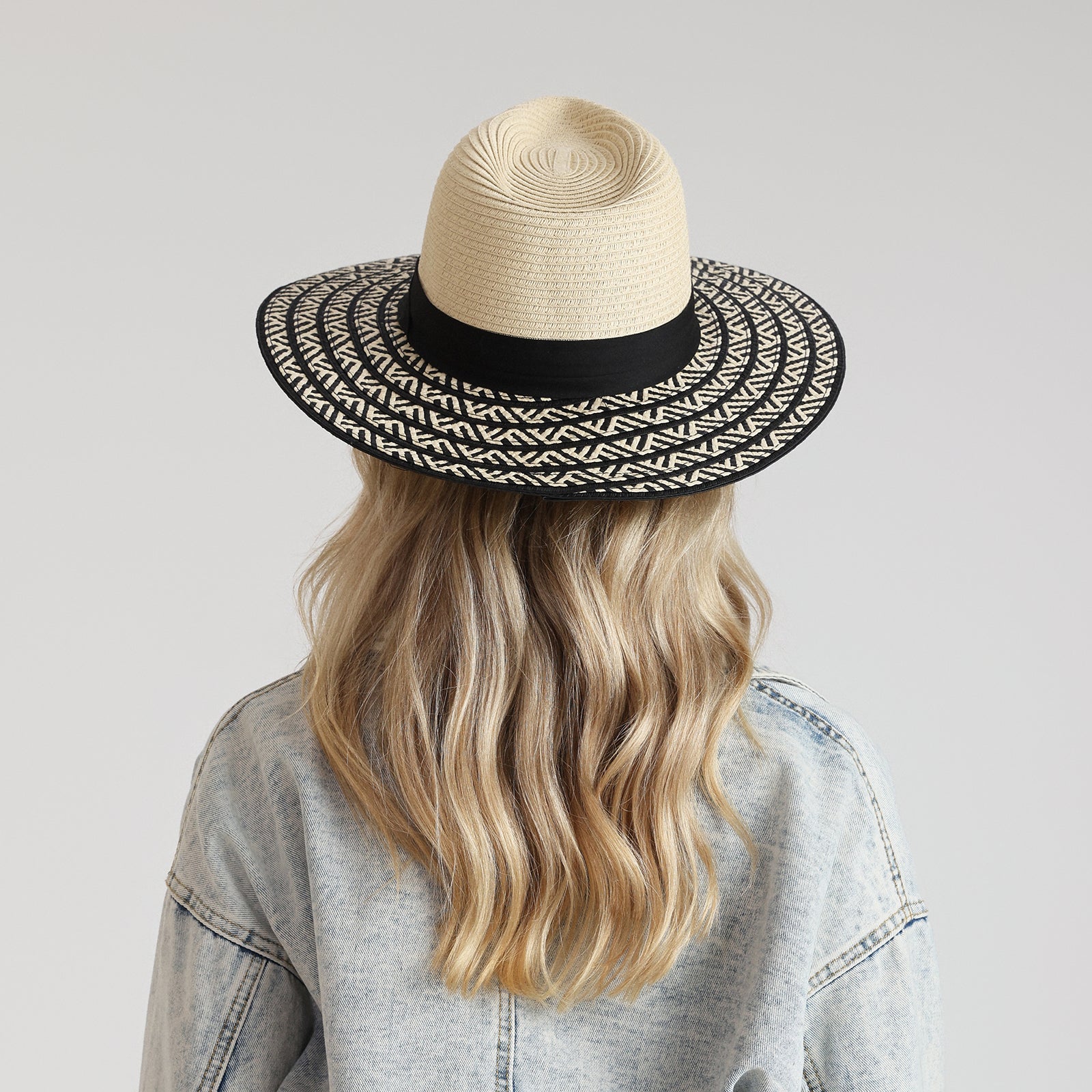 US Stock Wholesale Unisex Paper Straw Fedora Hat with  Flat Brim and UPF 50+ Sun Protection