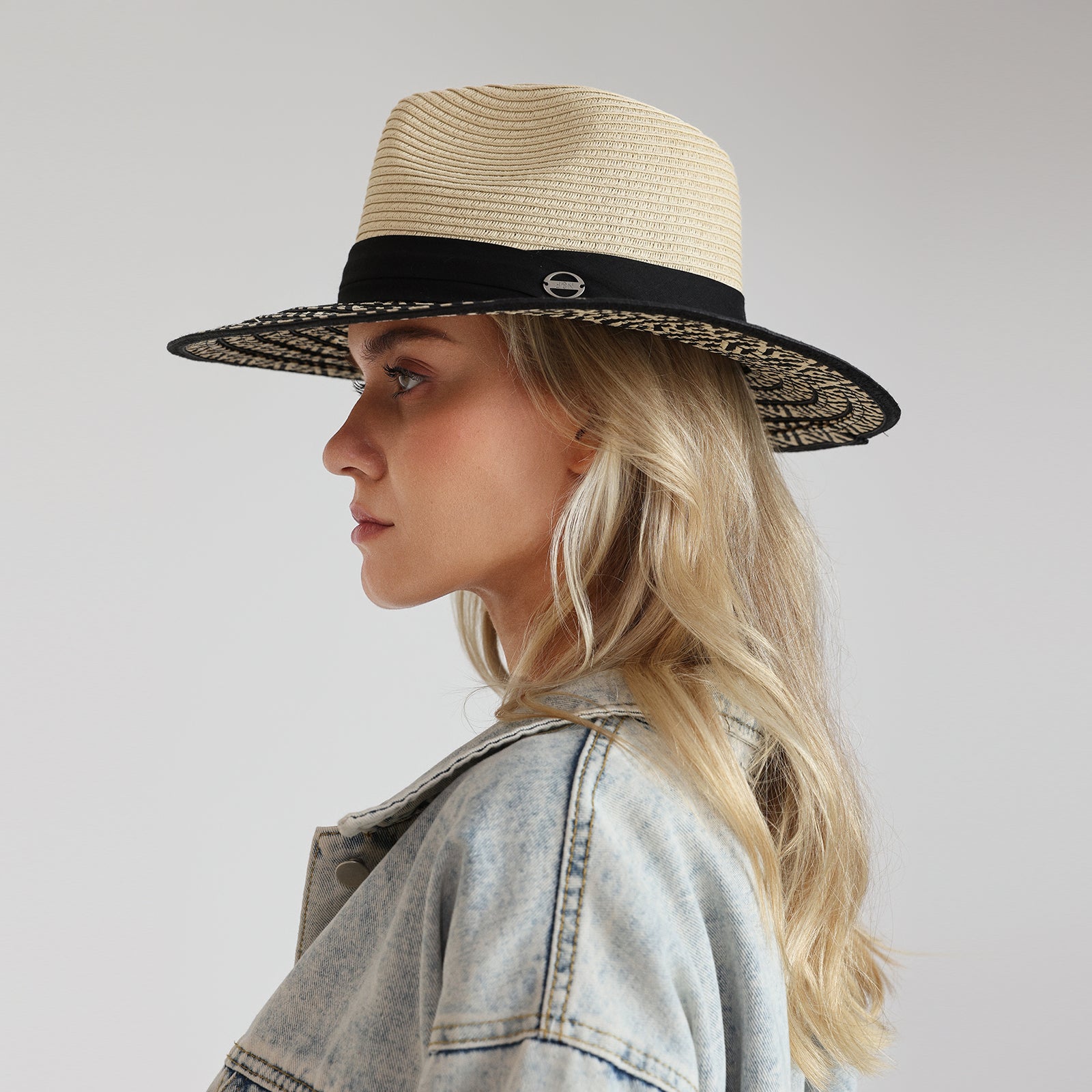 US Stock Wholesale Unisex Paper Straw Fedora Hat with  Flat Brim and UPF 50+ Sun Protection