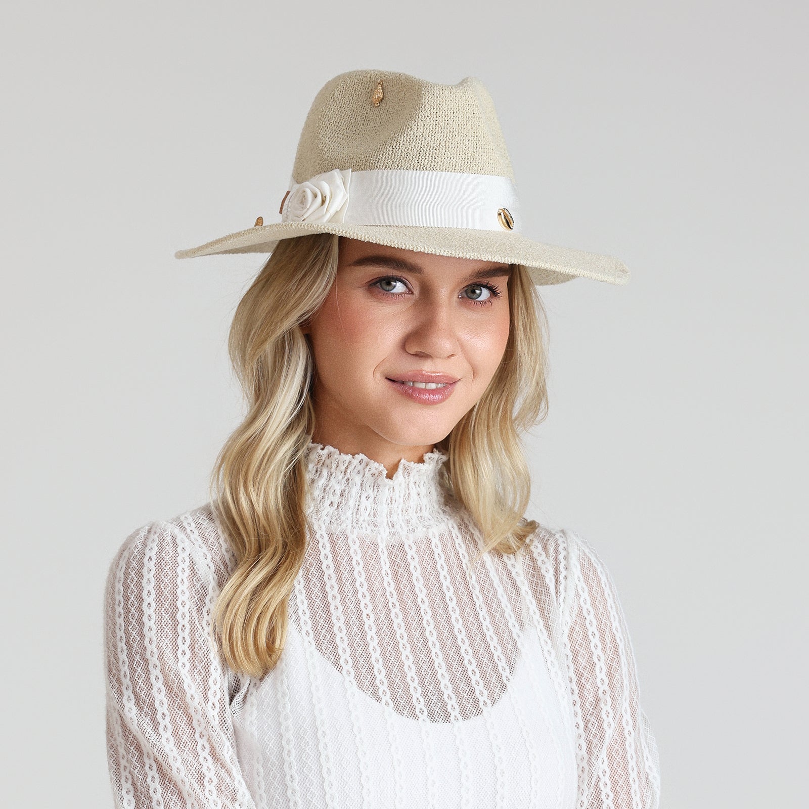 Wholesale Women's Polyester Fedora Hat with  Flat Brim and UPF 50+ Sun Protection