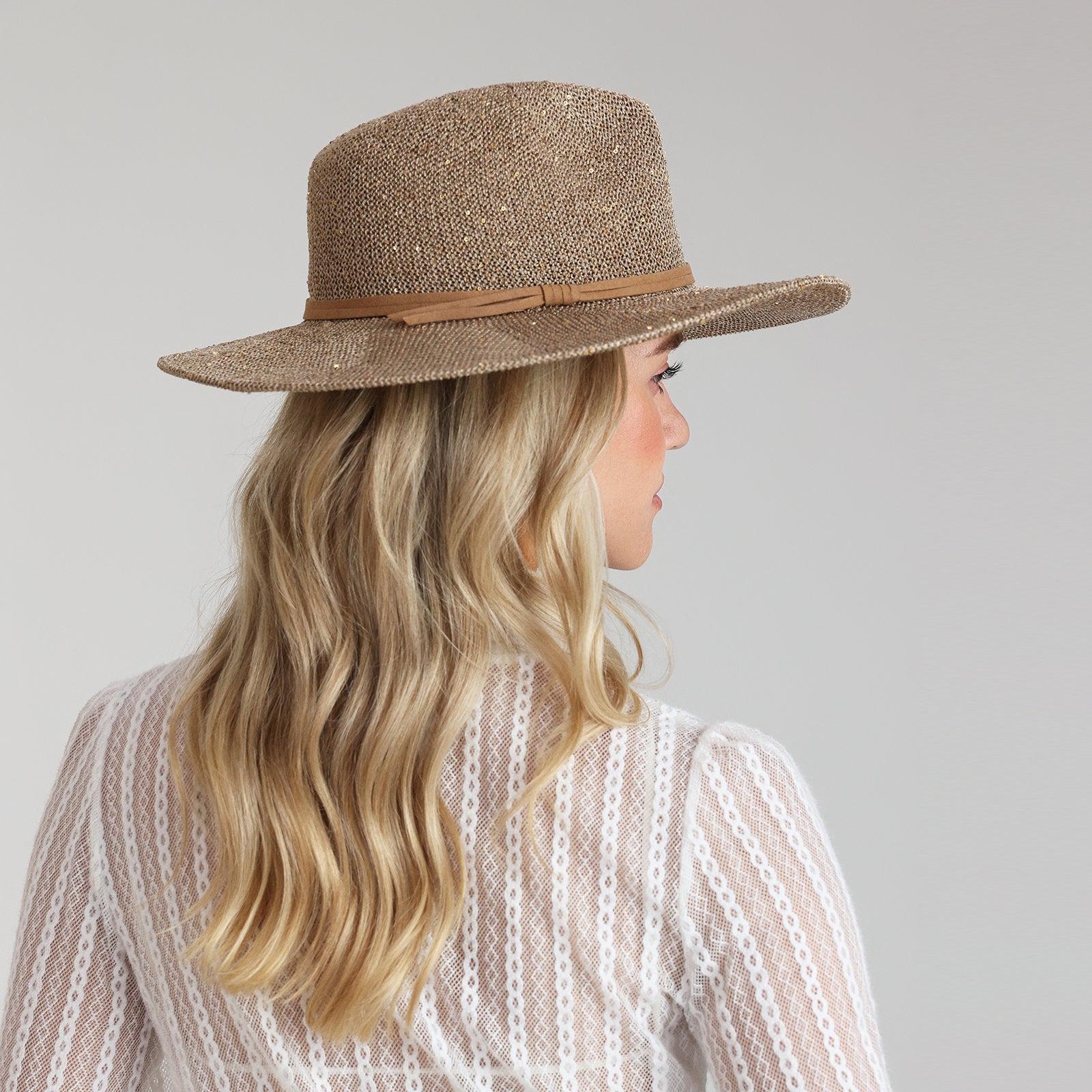 Wholesale Women's Polyester Fedora Hat with  Flat Brim and UPF 50+ Sun Protection