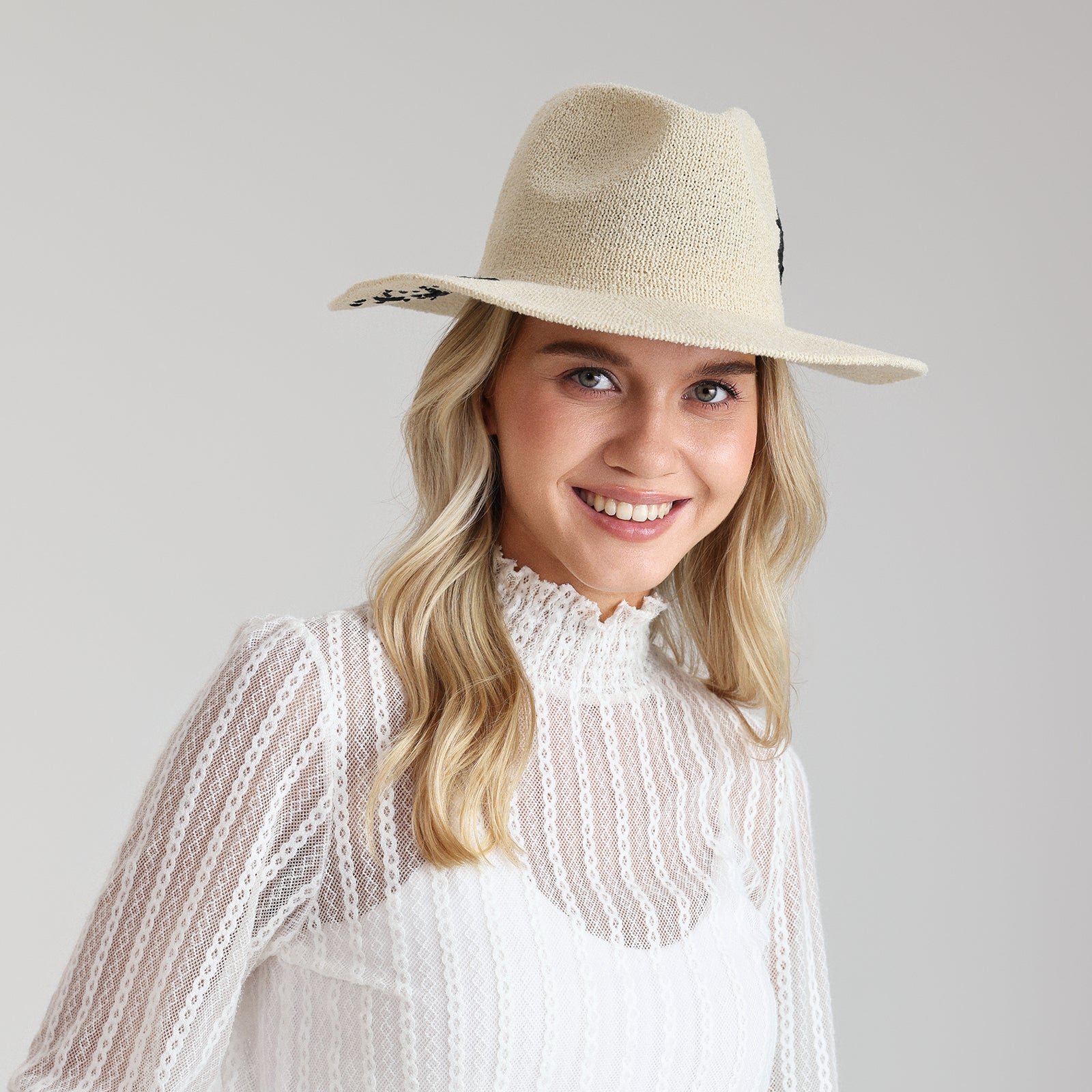 Wholesale Women's Polyester Fedora Hat with Wide Brim and UPF 50+ Sun Protection