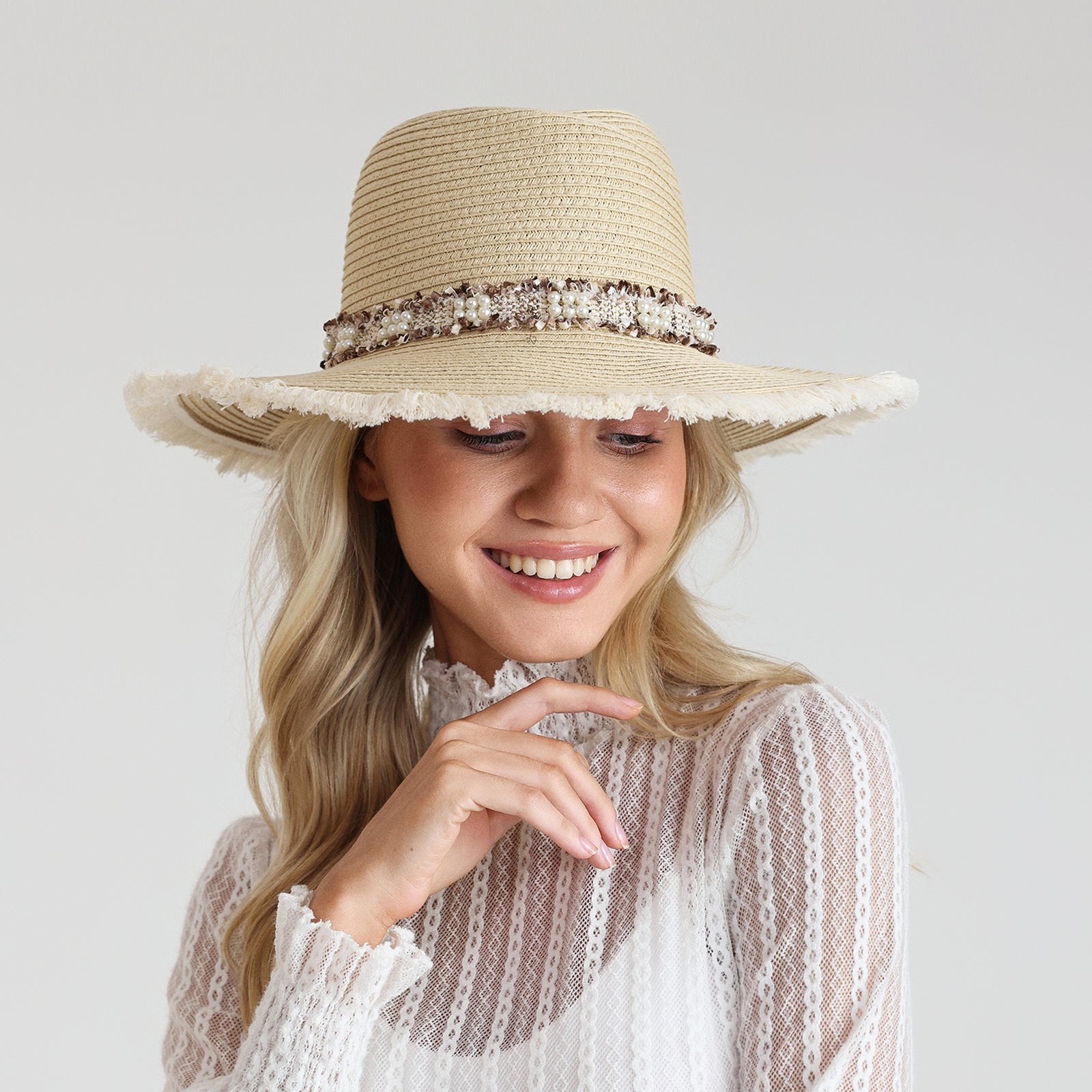 paper straw straw fedora hat