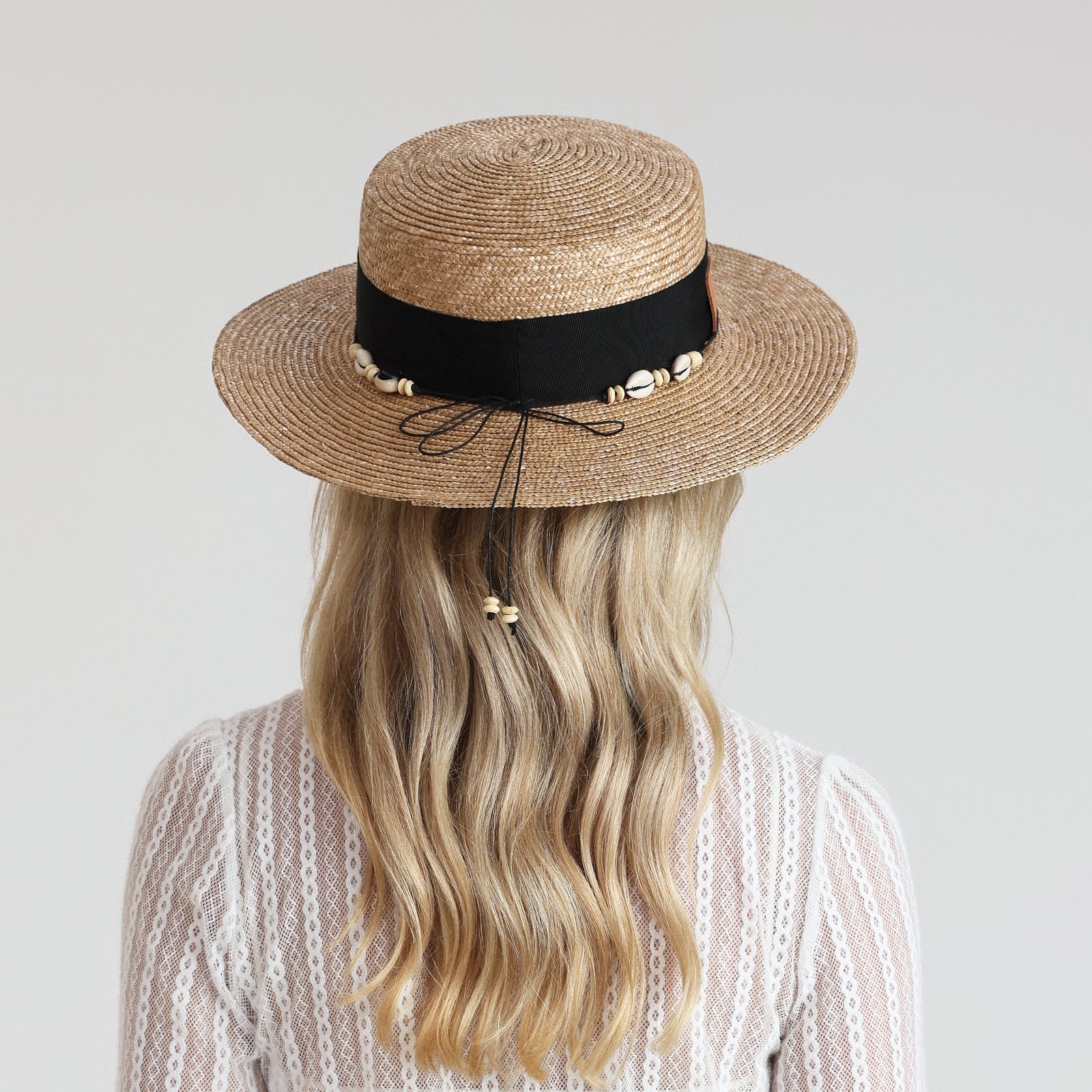 Wholesale Women's Wheat Straw Fedora Hat with  Flat Brim and UPF 50+ Sun Protection