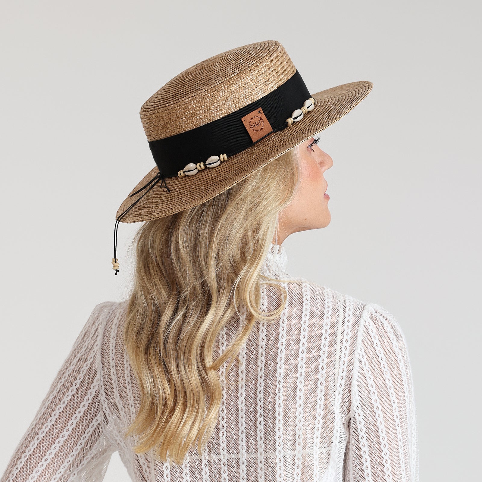Wholesale Women's Wheat Straw Fedora Hat with  Flat Brim and UPF 50+ Sun Protection