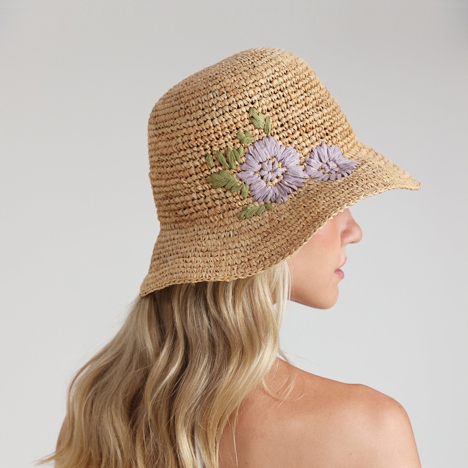 US Stock Wholesale Women‘s Raffia Bucket Hat with Wide Brim and UPF 50+ Sun Protection