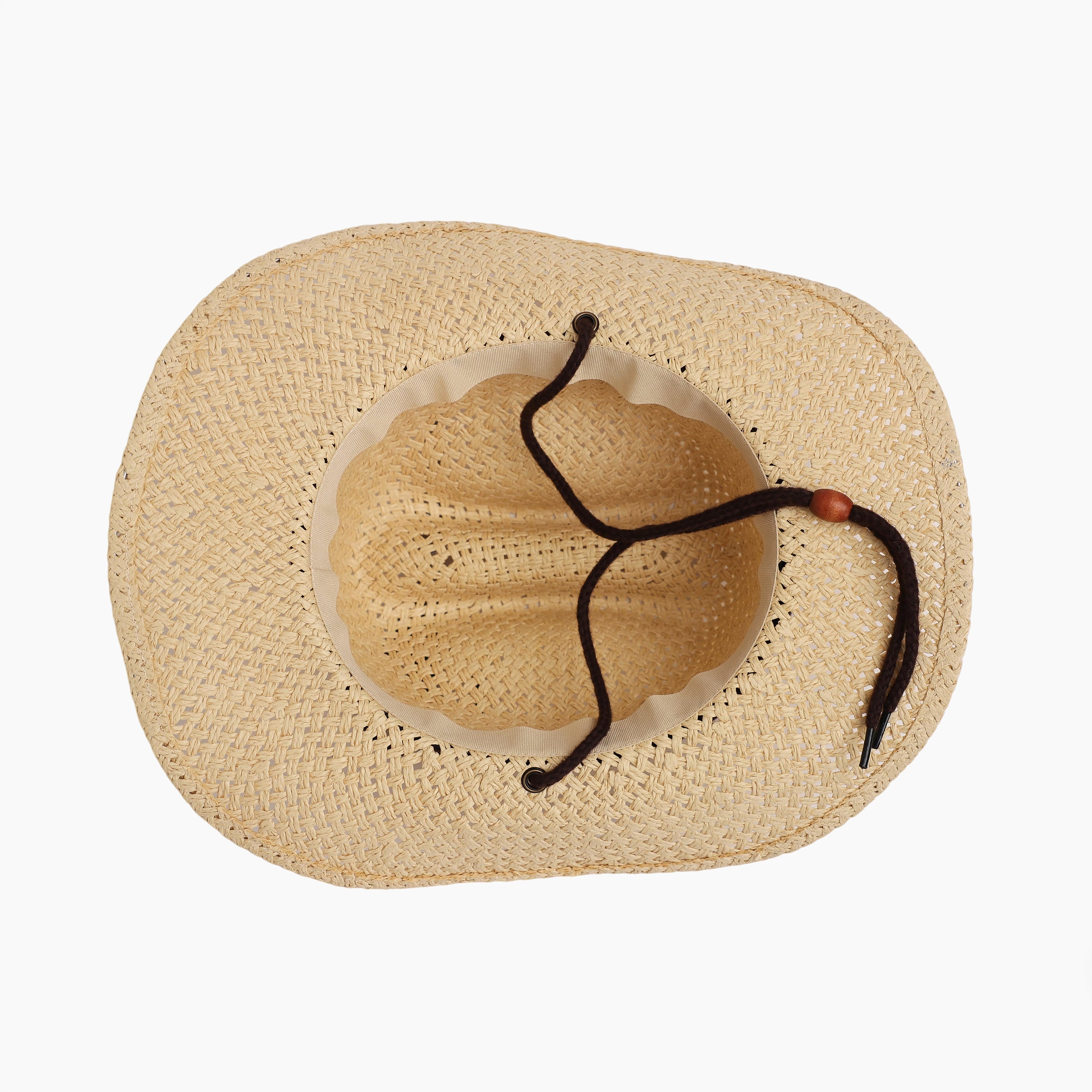 US Stock Wholesale Unisex Paper Straw Cowboy Hat with Upturned Brim and UPF 50+ Sun Protection