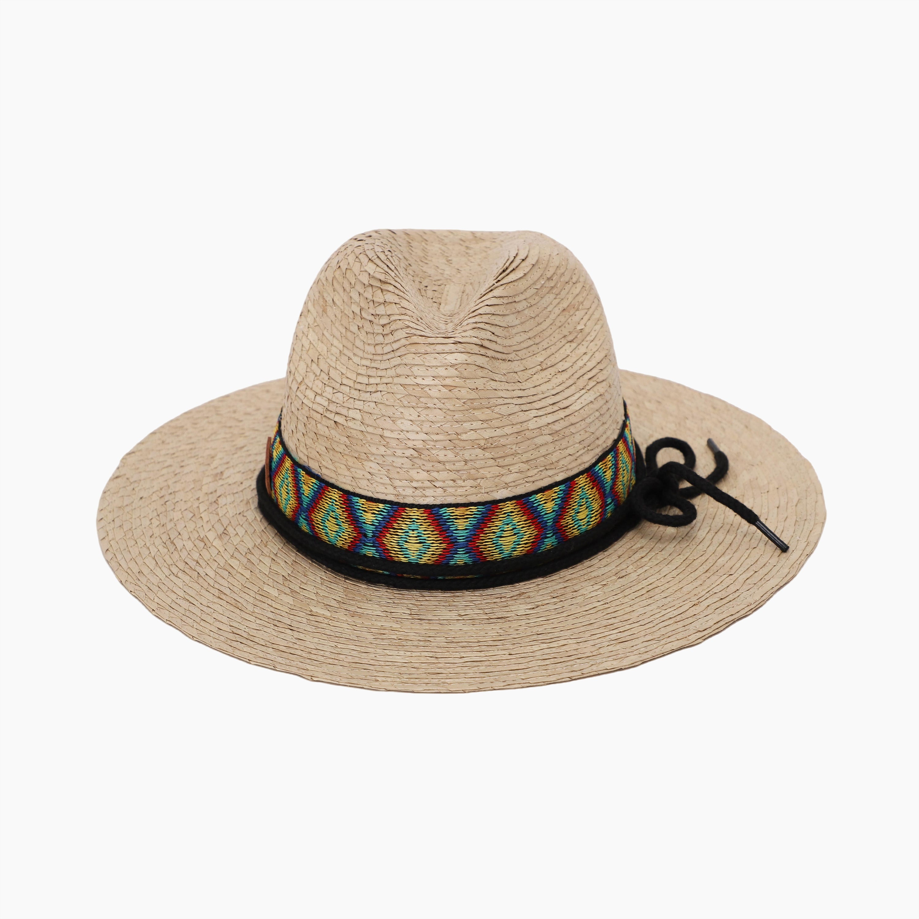US Stock Wholesale Unisex Palm Leaf Fedora Hat with  Flat Brim and UPF 50+ Sun Protection