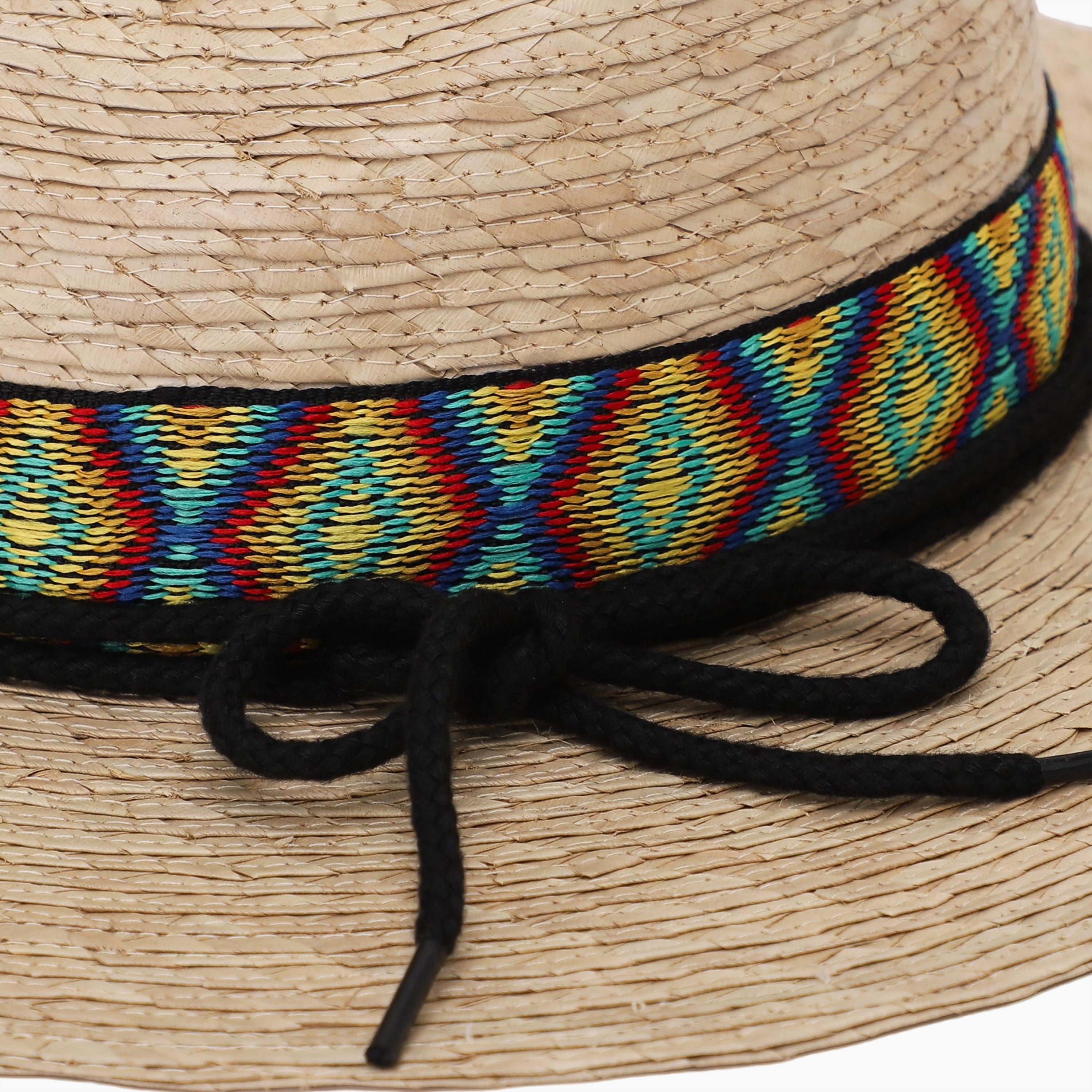 US Stock Wholesale Unisex Palm Leaf Fedora Hat with  Flat Brim and UPF 50+ Sun Protection