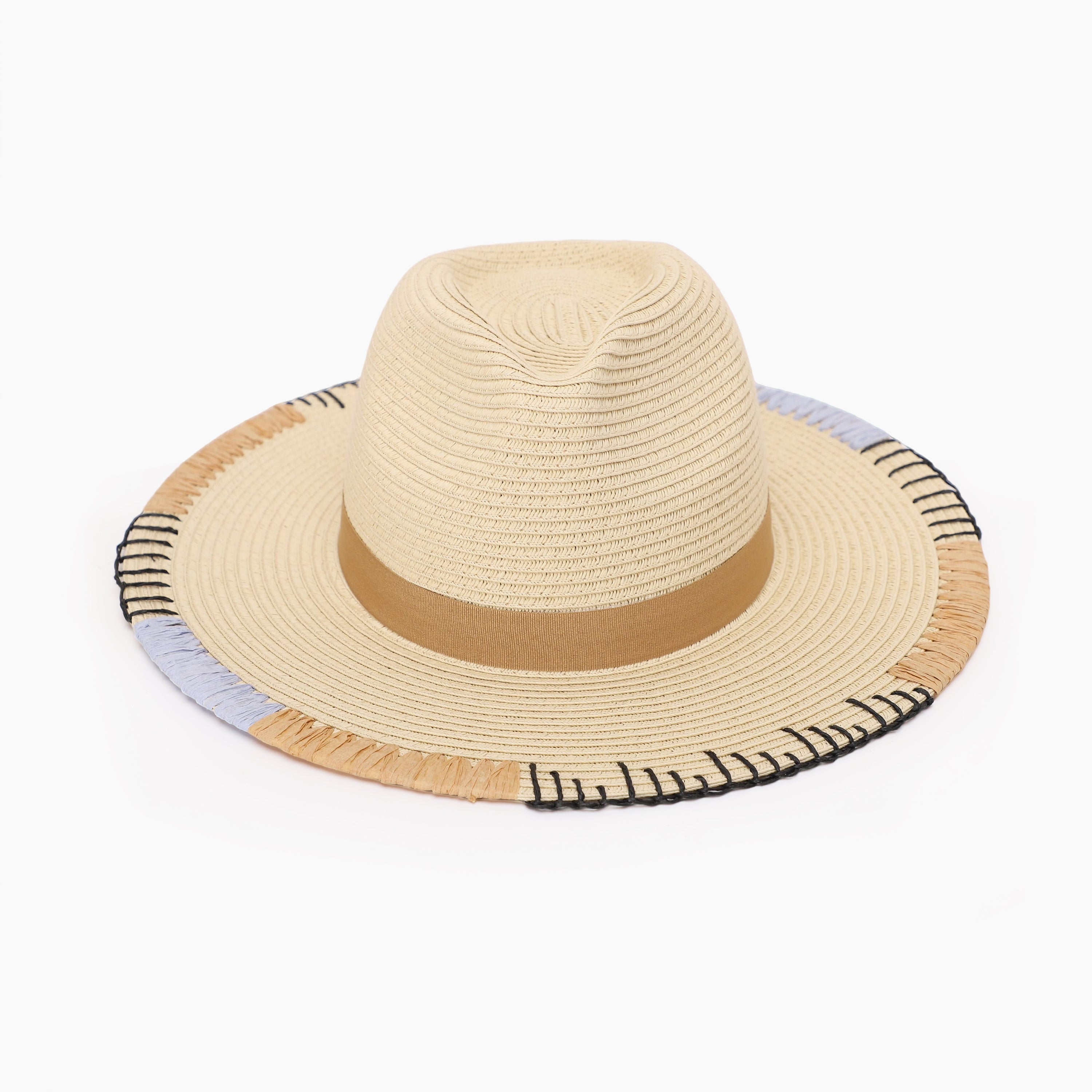 Wholesale Women's Paper Straw Fedora Hat with Flat brim and UPF 50+ Sun Protection