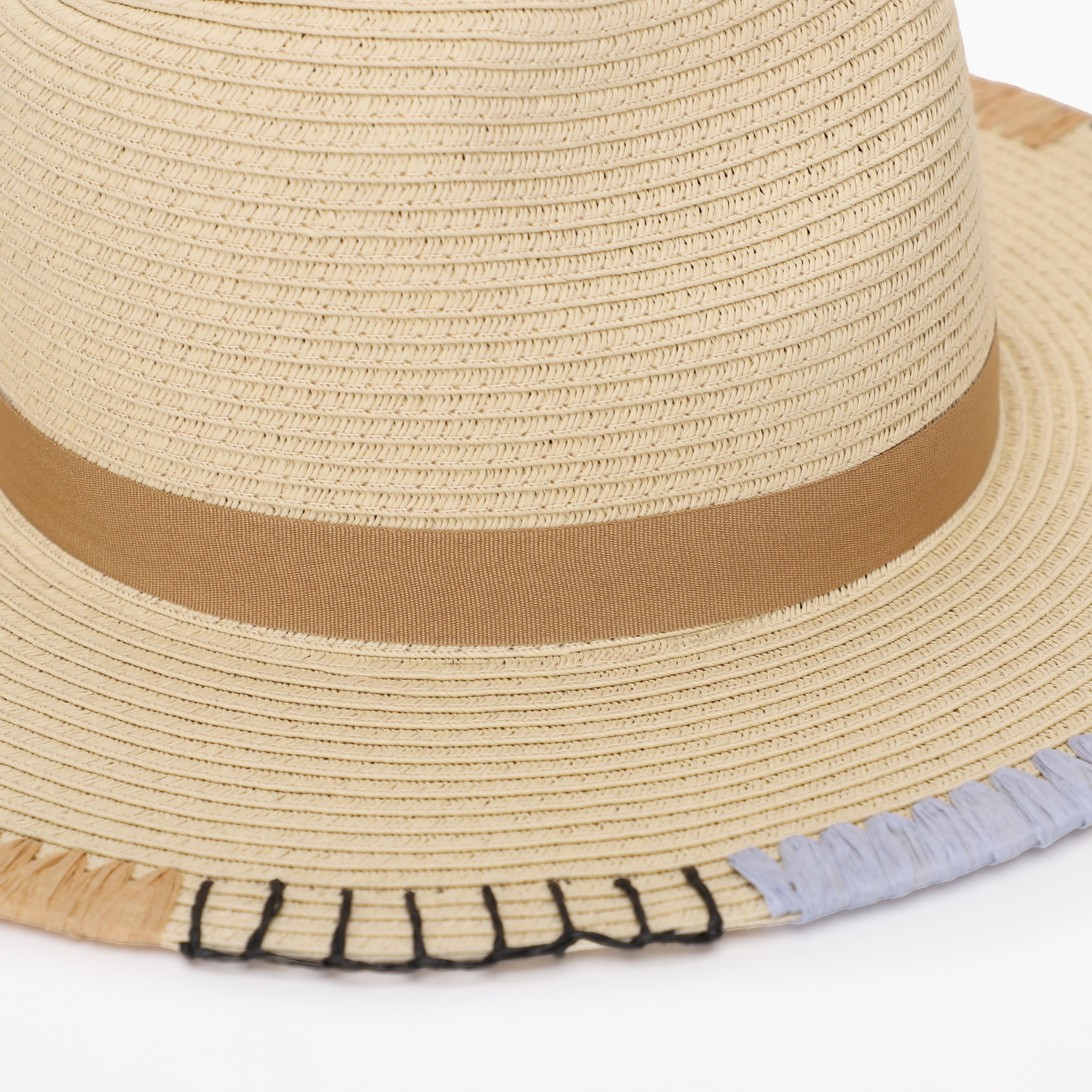 Wholesale Women's Paper Straw Fedora Hat with Flat brim and UPF 50+ Sun Protection