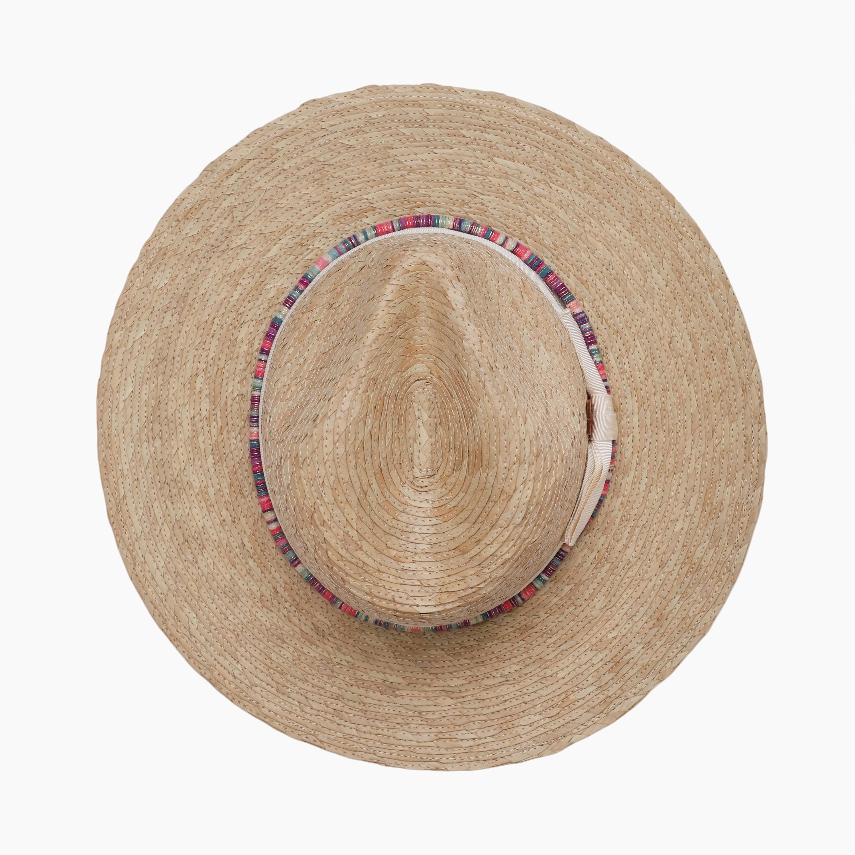 US Stock Wholesale Unisex Palm Leaf Fedora Hat with  Flat Brim and UPF 50+ Sun Protection