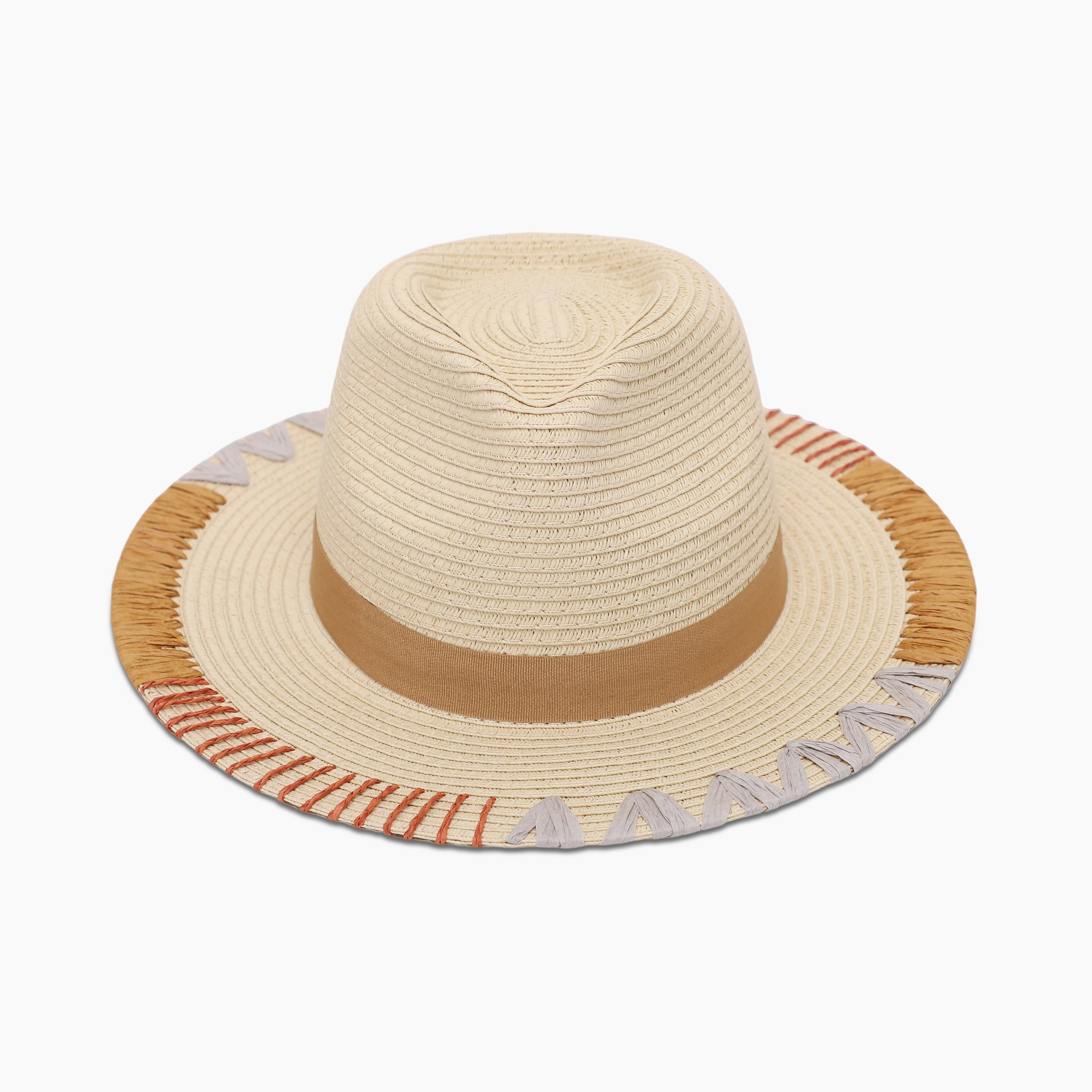 Wholesale Women's Paper Straw Fedora Hat with Flat brim and UPF 50+ Sun Protection
