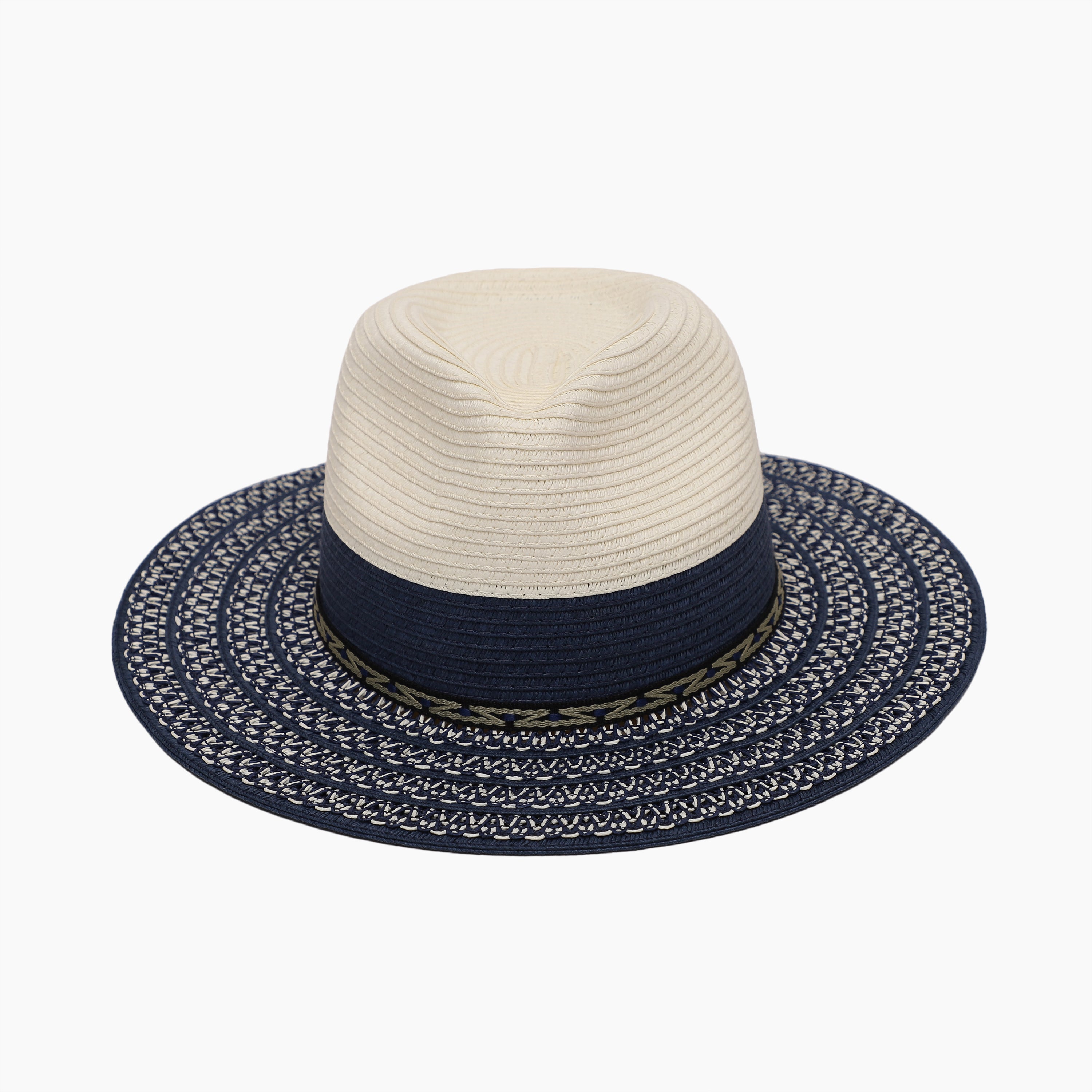Wholesale Unisex Paper Straw Fedora Hat with Flat brim and UPF 50+ Sun Protection