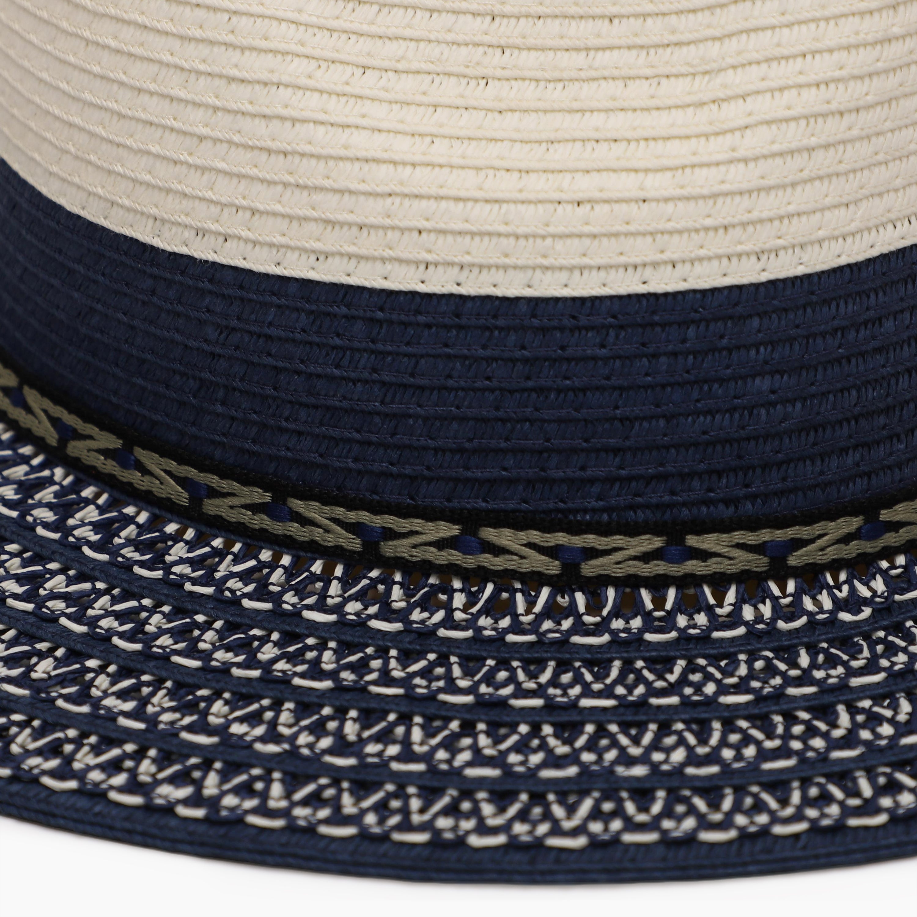Wholesale Unisex Paper Straw Fedora Hat with Flat brim and UPF 50+ Sun Protection