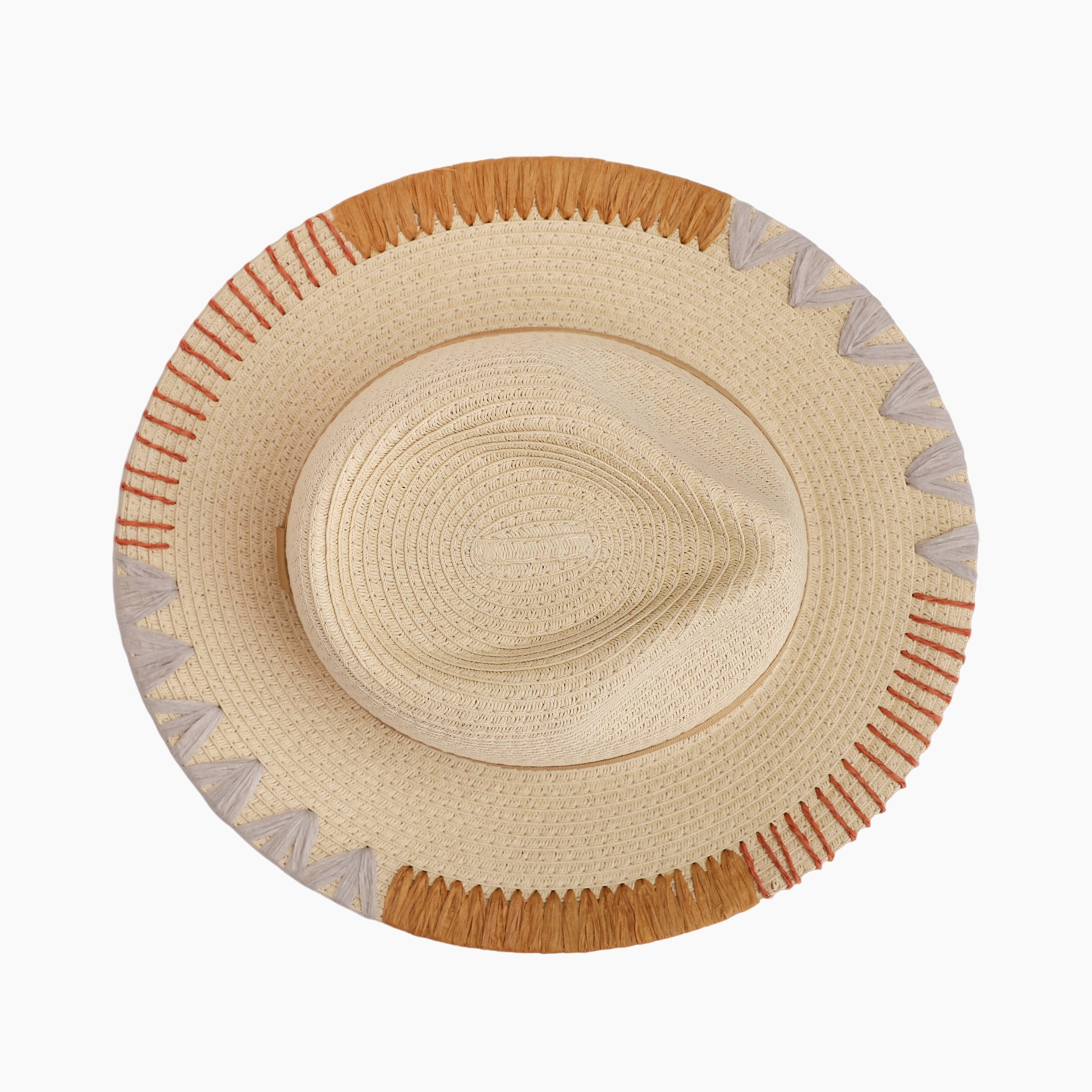 Wholesale Women's Paper Straw Fedora Hat with Flat brim and UPF 50+ Sun Protection