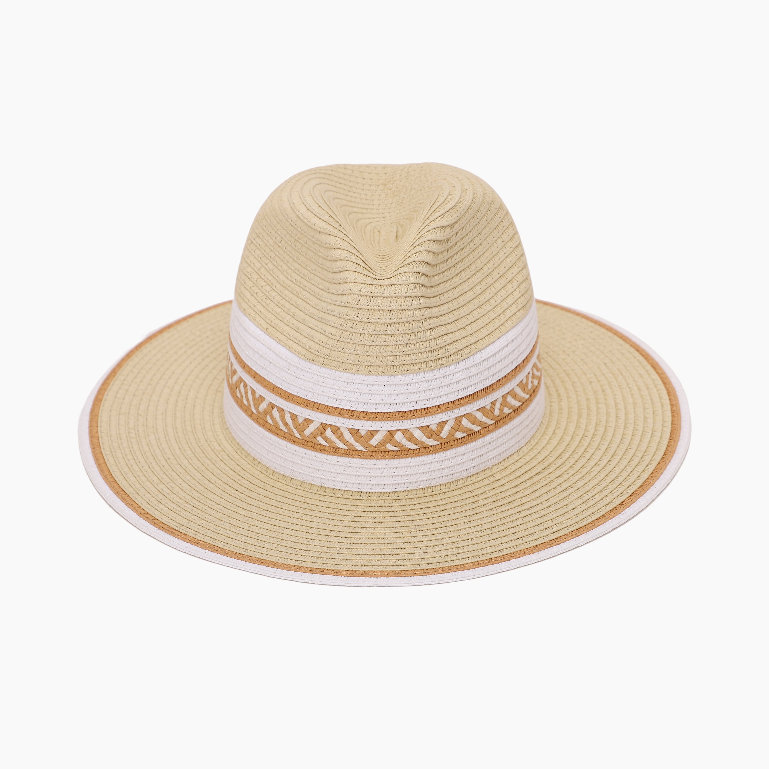 Wholesale Women's Paper Straw Fedora Hat with  Flat Brim and UPF 50+ Sun Protection