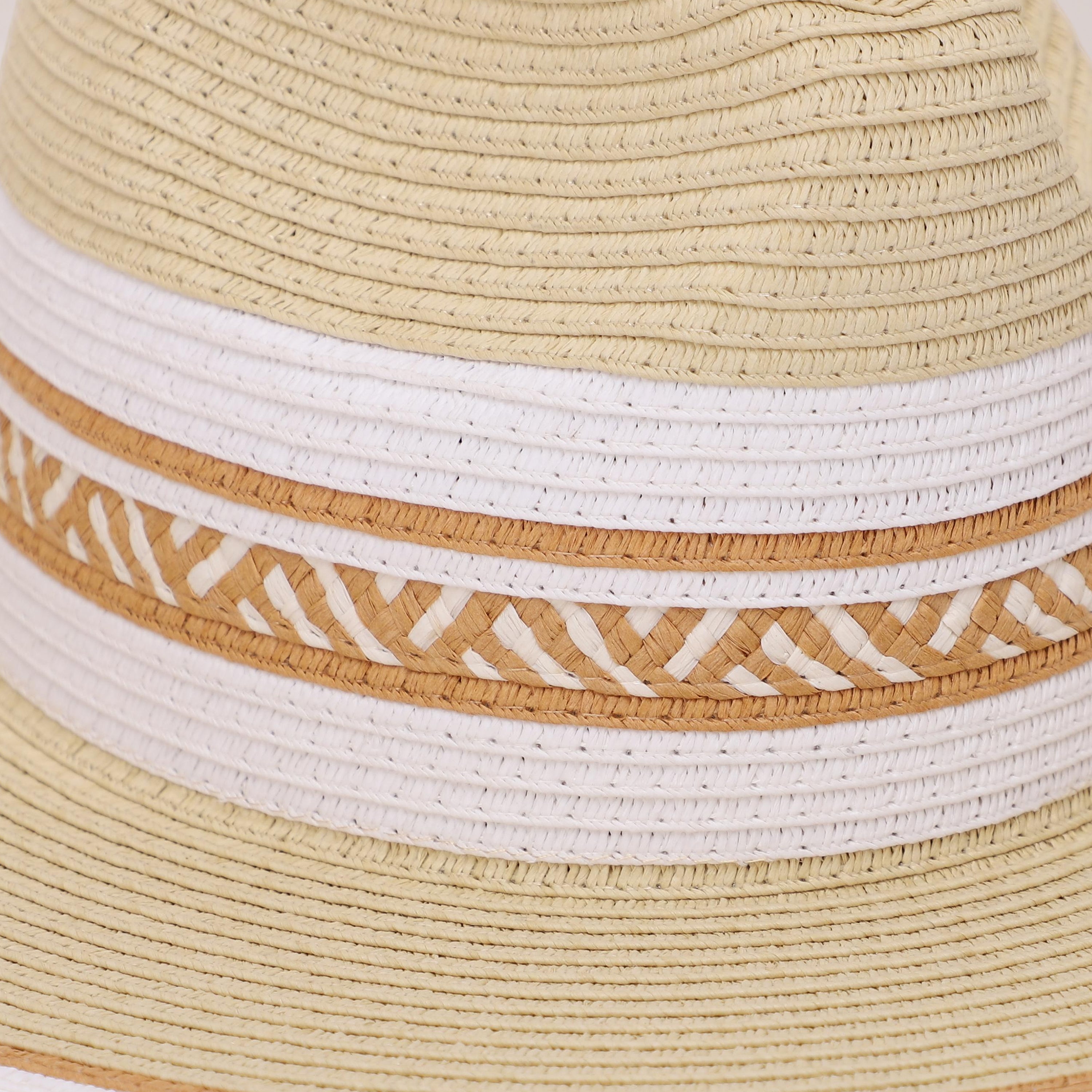 Wholesale Women's Paper Straw Fedora Hat with  Flat Brim and UPF 50+ Sun Protection