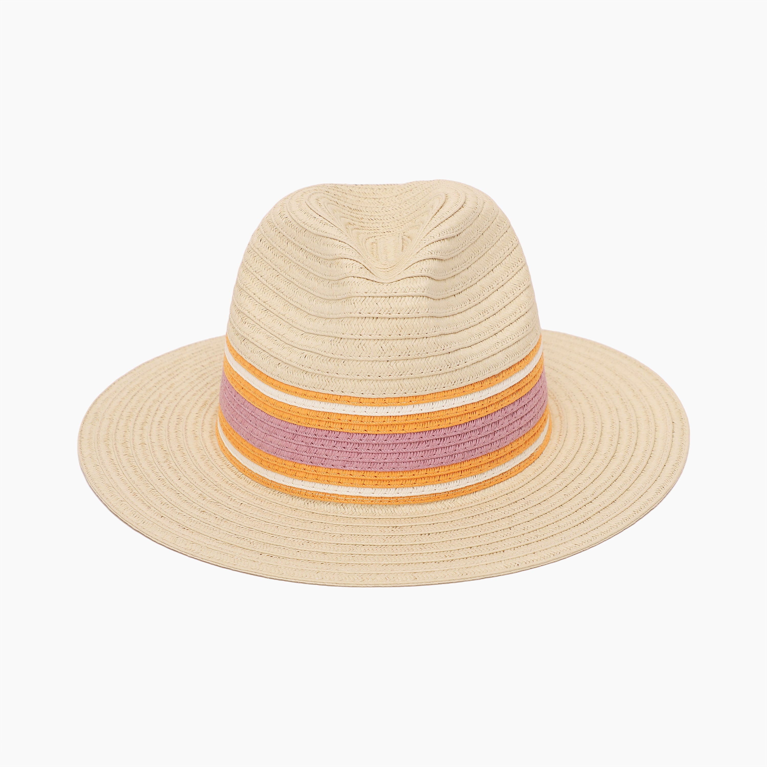 Wholesale Women's Paper Straw Fedora Hat with  Flat Brim and UPF 50+ Sun Protection