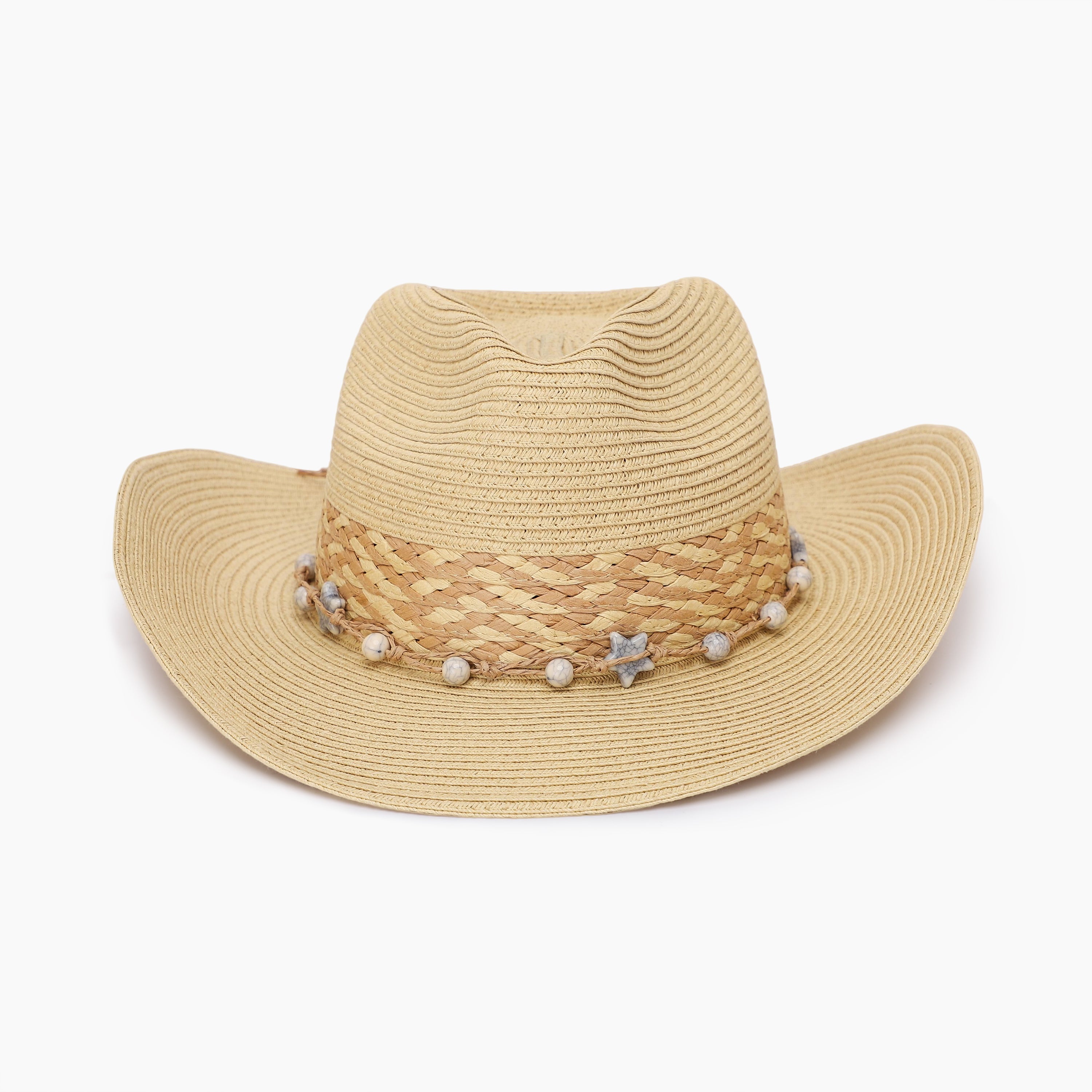 US Stock Wholesale Unisex Paper Straw Cowboy Hat with Upturned Brim and UPF 50+ Sun Protection