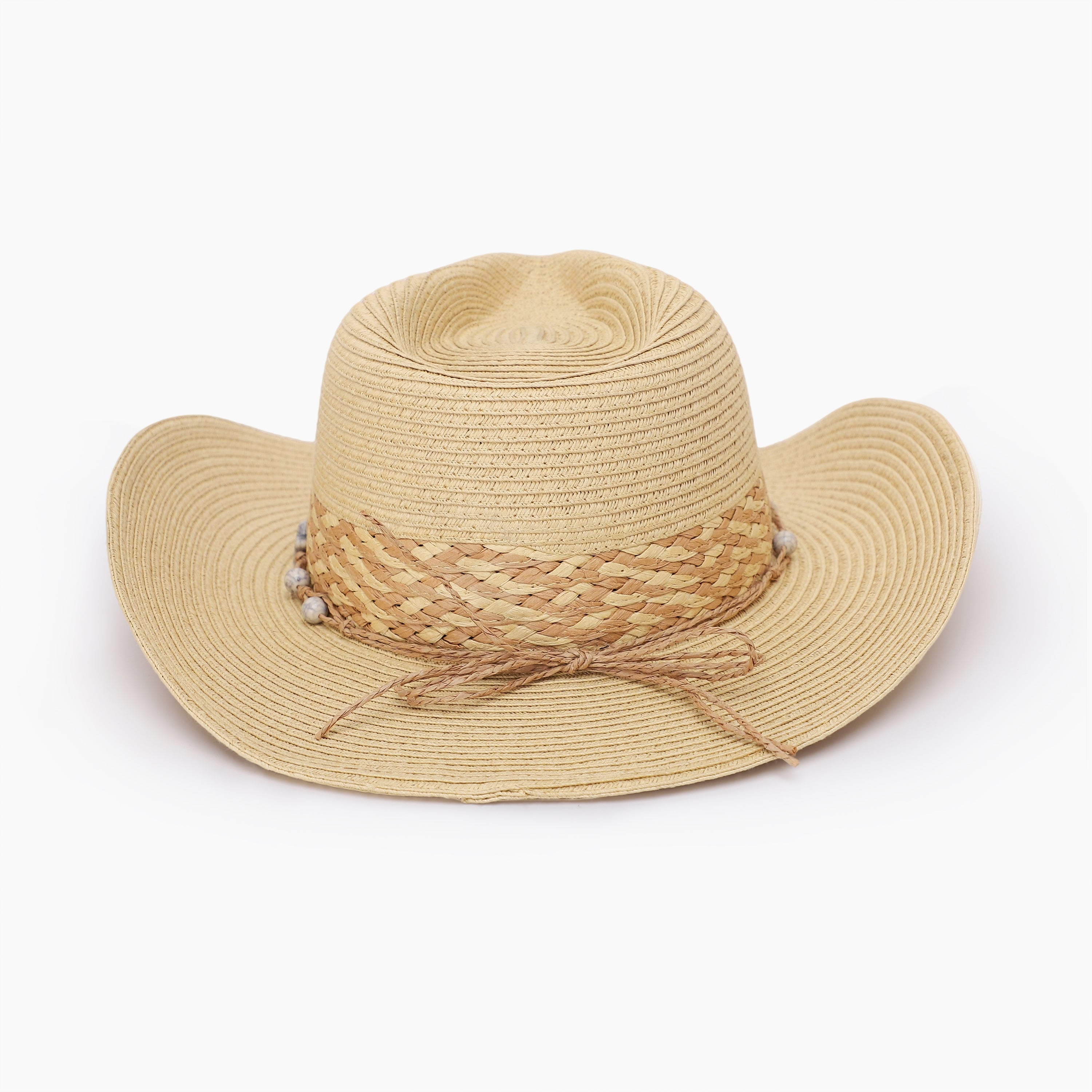 US Stock Wholesale Unisex Paper Straw Cowboy Hat with Upturned Brim and UPF 50+ Sun Protection