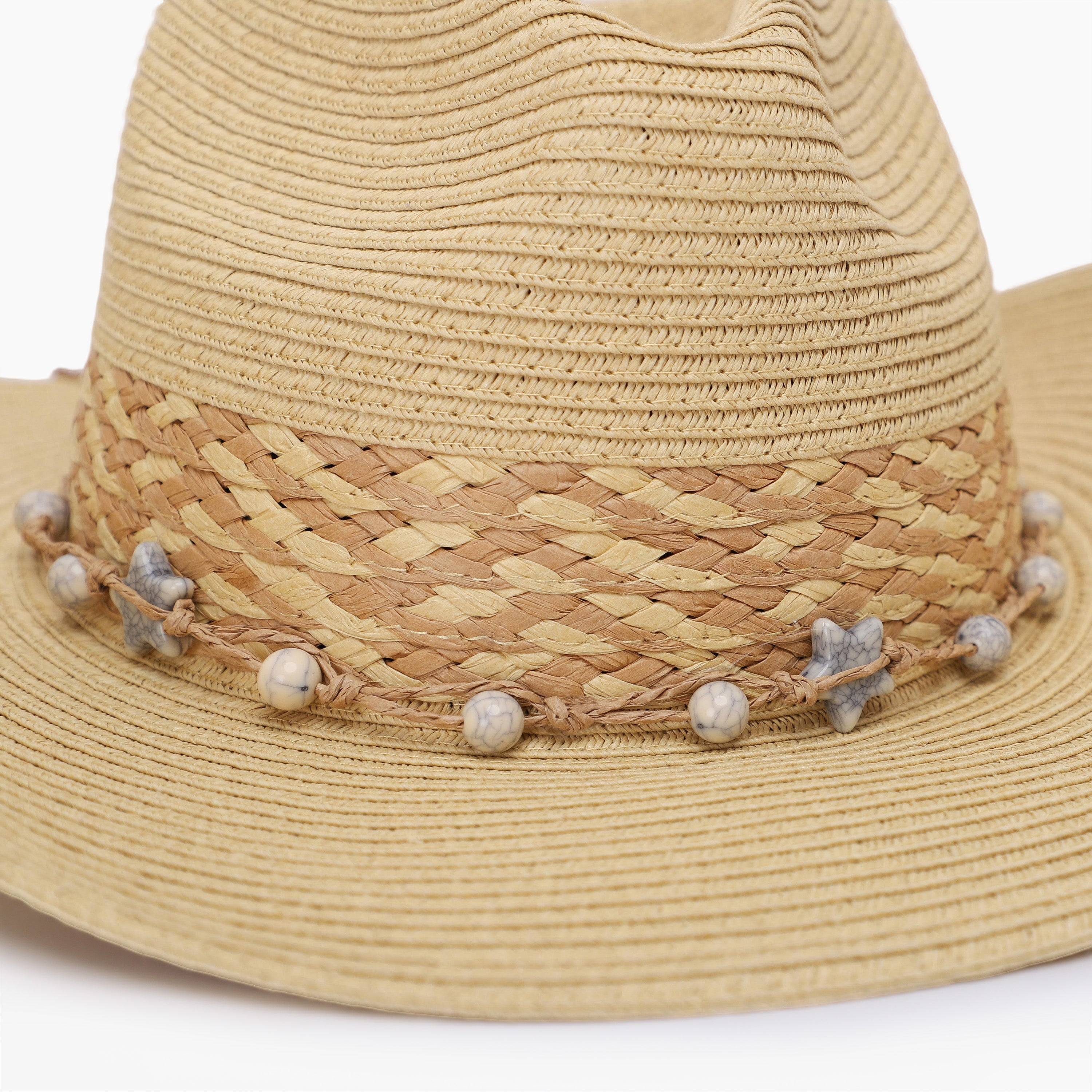 US Stock Wholesale Unisex Paper Straw Cowboy Hat with Upturned Brim and UPF 50+ Sun Protection
