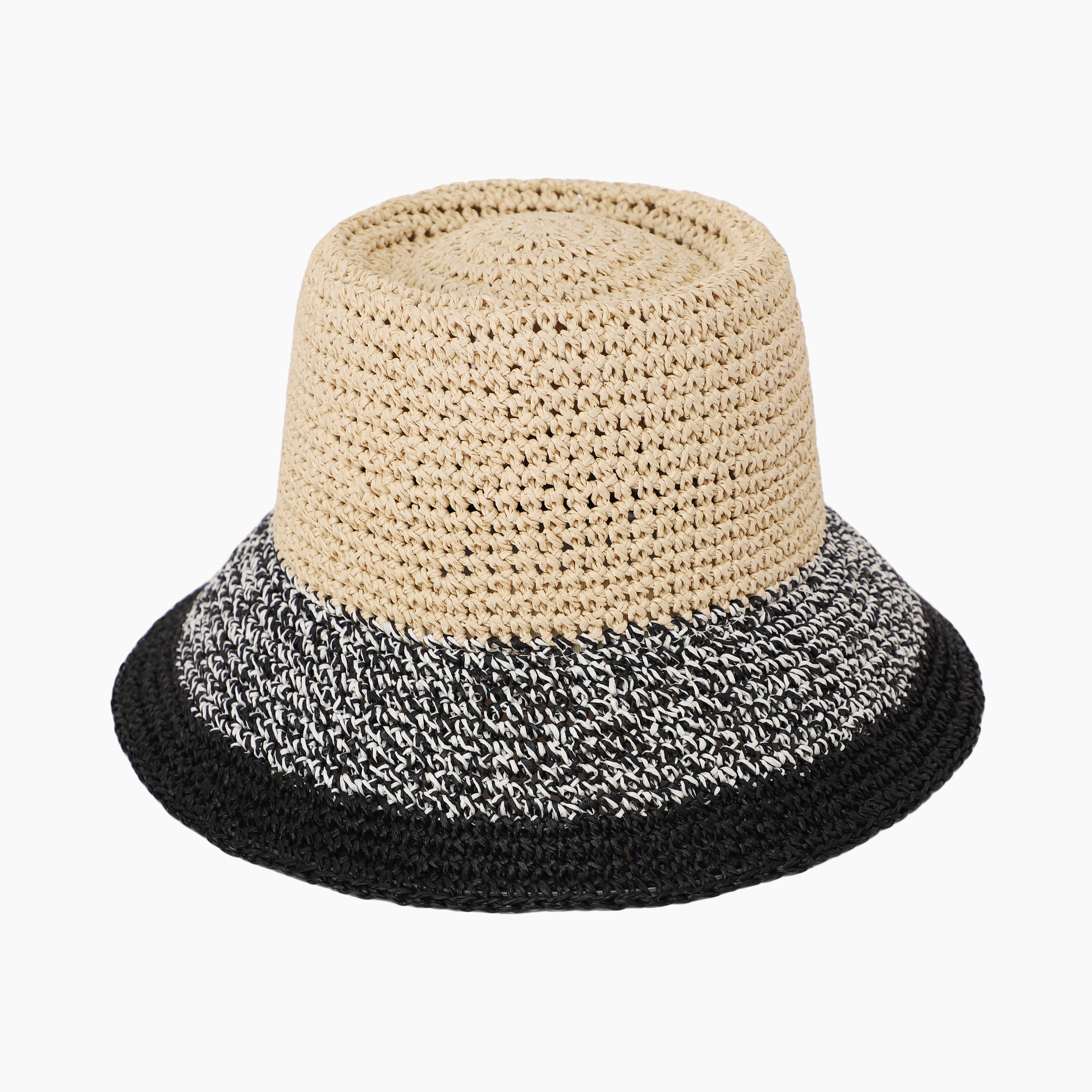 US Stock Wholesale Women's Paper Straw Bucket Hat with Wide Brim and UPF 50+ Sun Protection