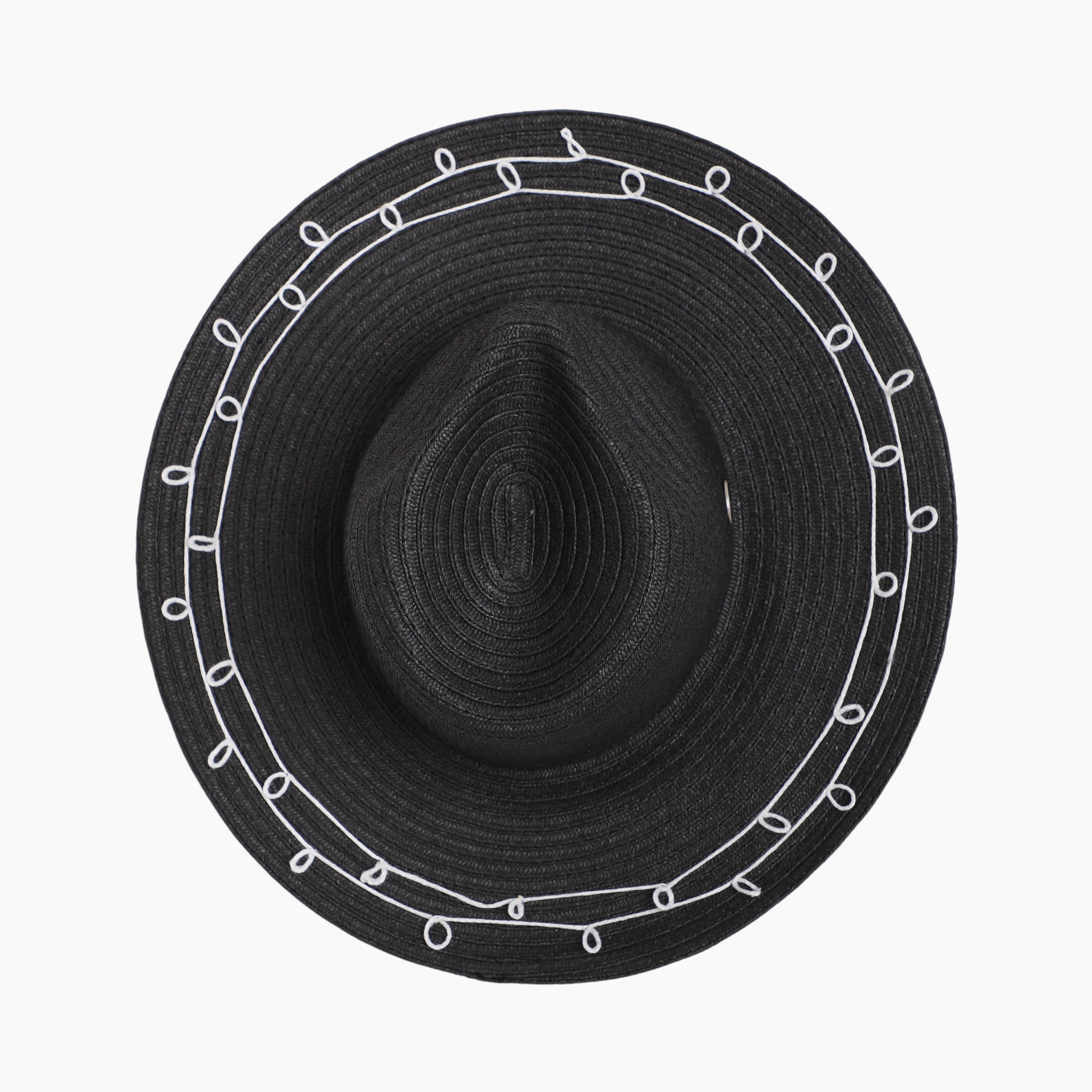 US Stock Wholesale Unisex Paper Straw Fedora Hat with  Flat Brim and UPF 50+ Sun Protection