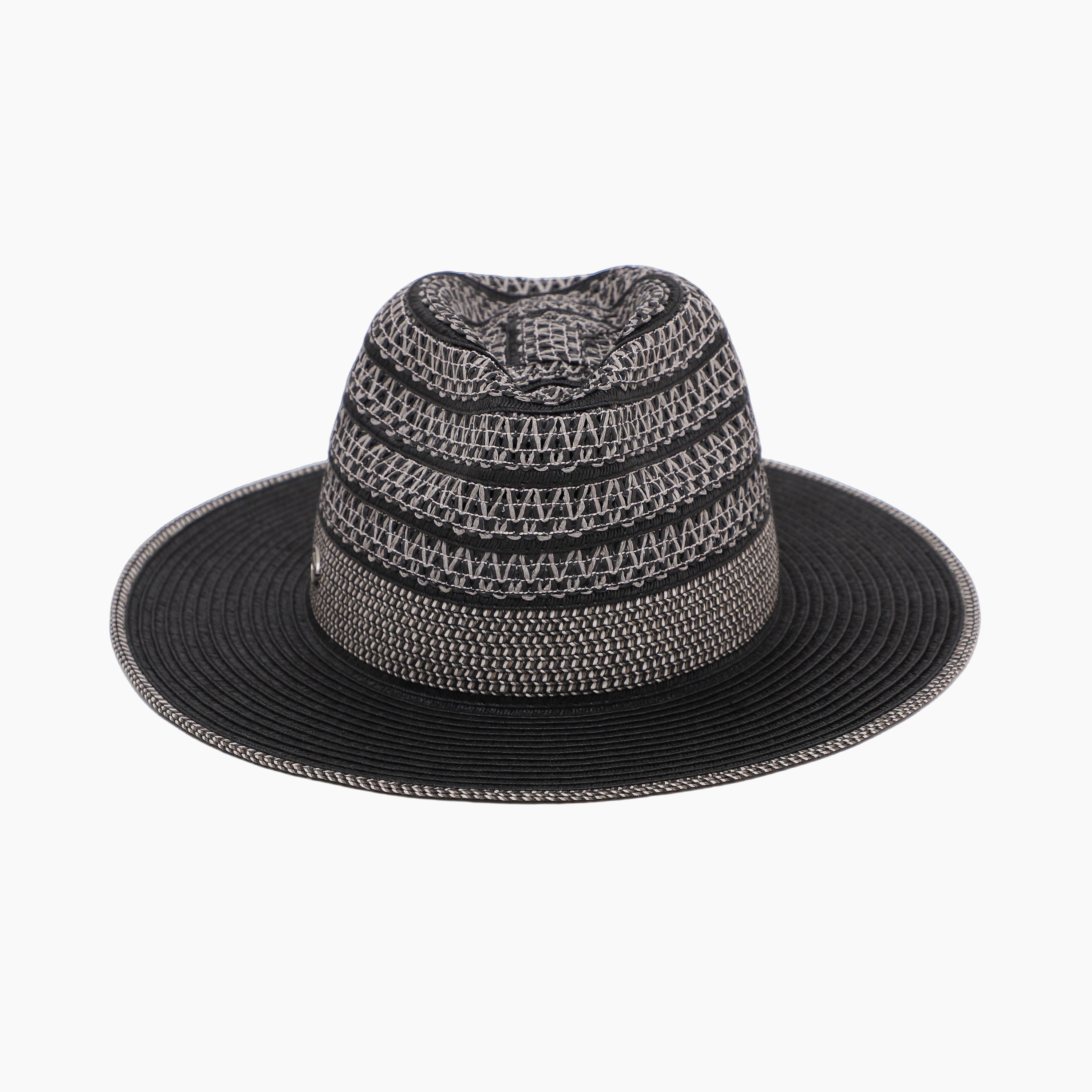 US Stock Wholesale Unisex Paper Straw Fedora Hat with  Flat Brim and UPF 50+ Sun Protection