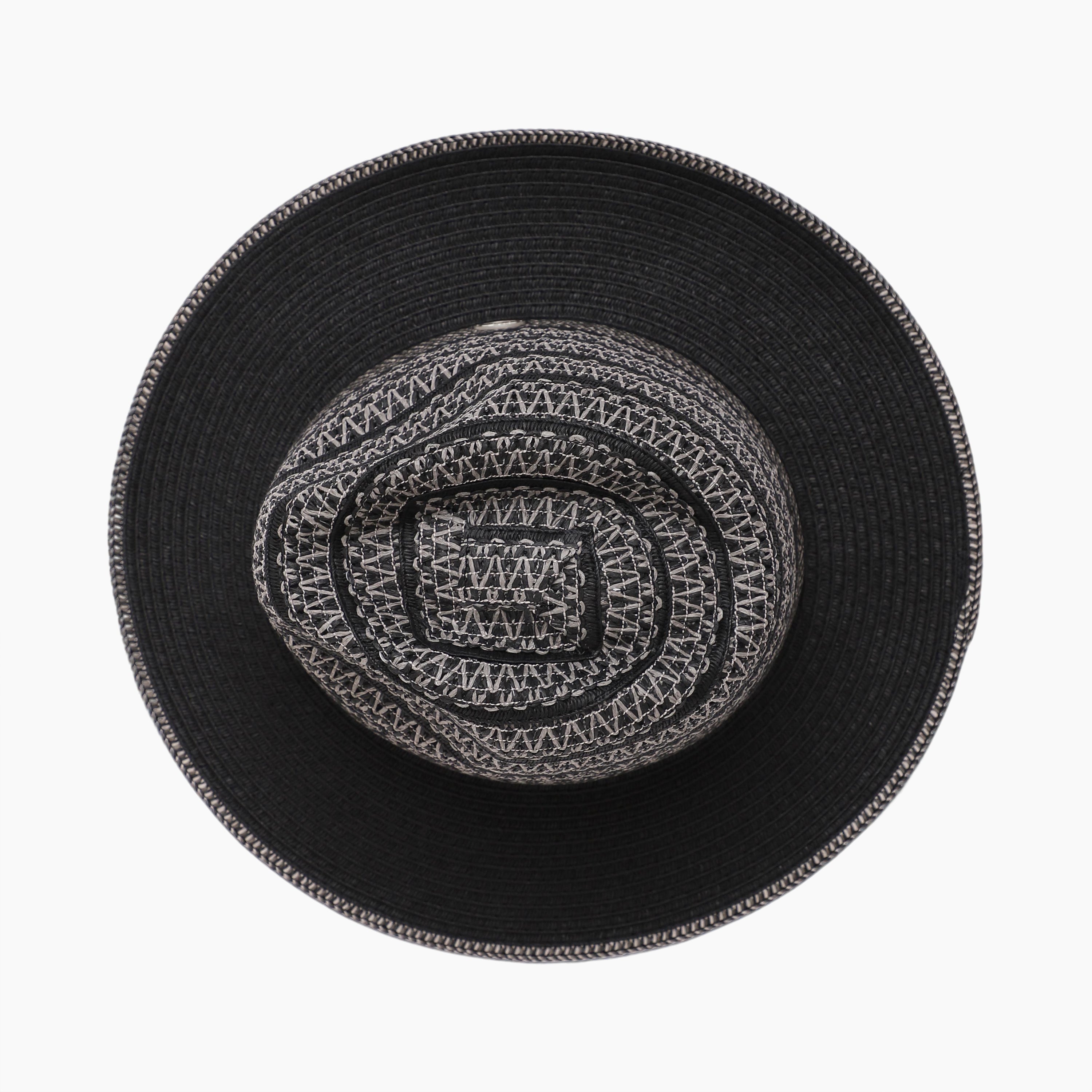 US Stock Wholesale Unisex Paper Straw Fedora Hat with  Flat Brim and UPF 50+ Sun Protection