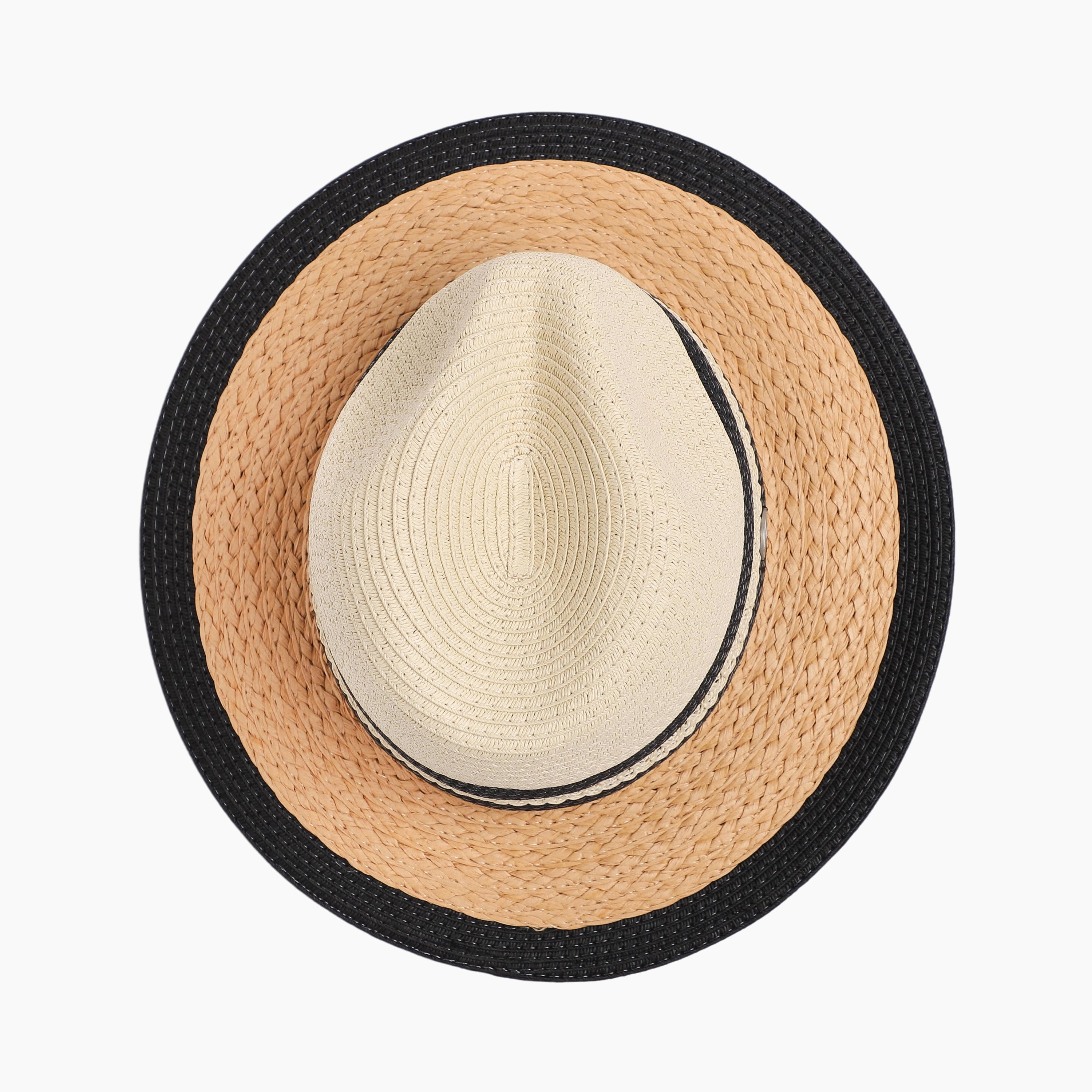 US Stock Wholesale Unisex Paper Straw Fedora Hat with  Flat Brim and UPF 50+ Sun Protection