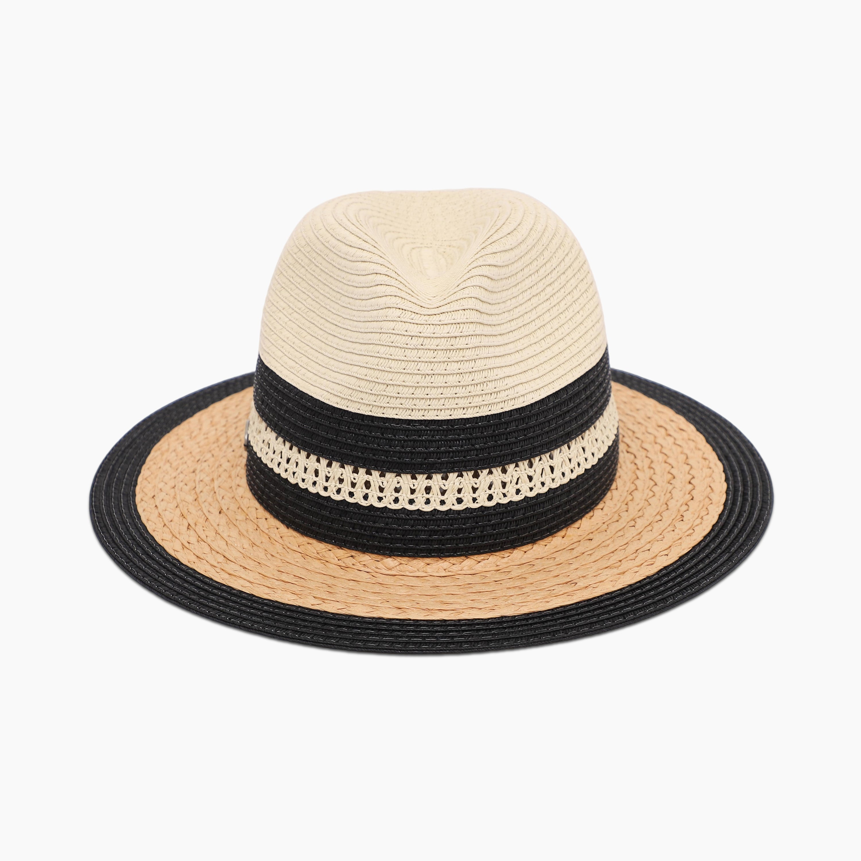 US Stock Wholesale Unisex Paper Straw Fedora Hat with  Flat Brim and UPF 50+ Sun Protection
