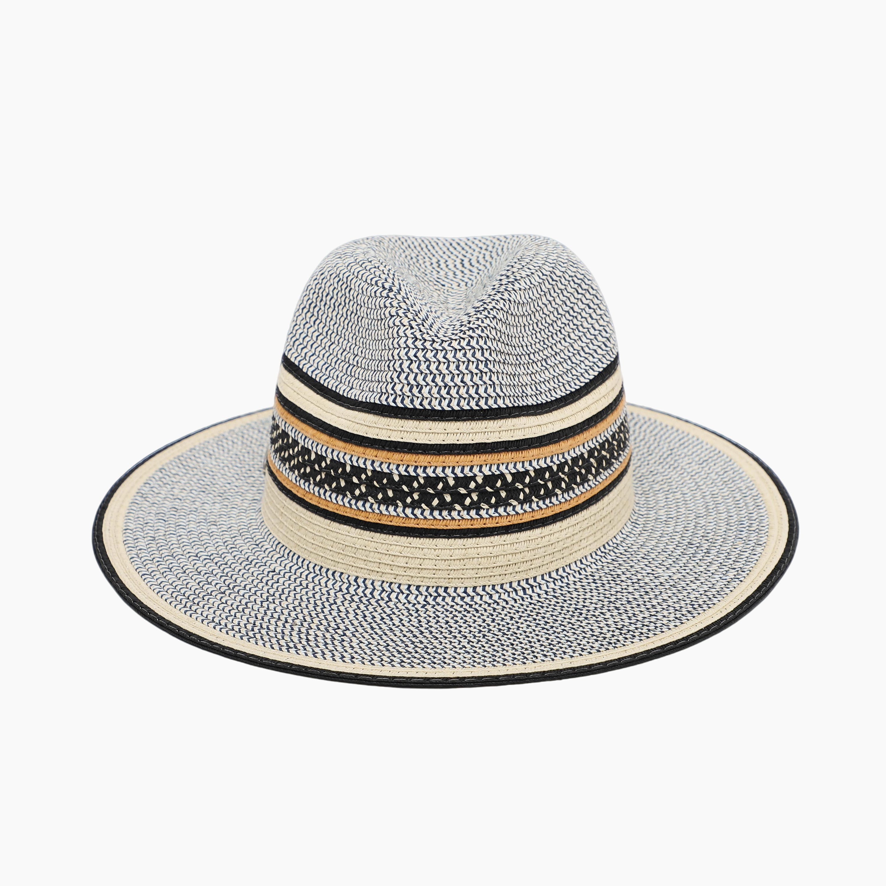 Wholesale Unisex Paper Straw Fedora Hat with  Flat Brim and UPF 50+ Sun Protection